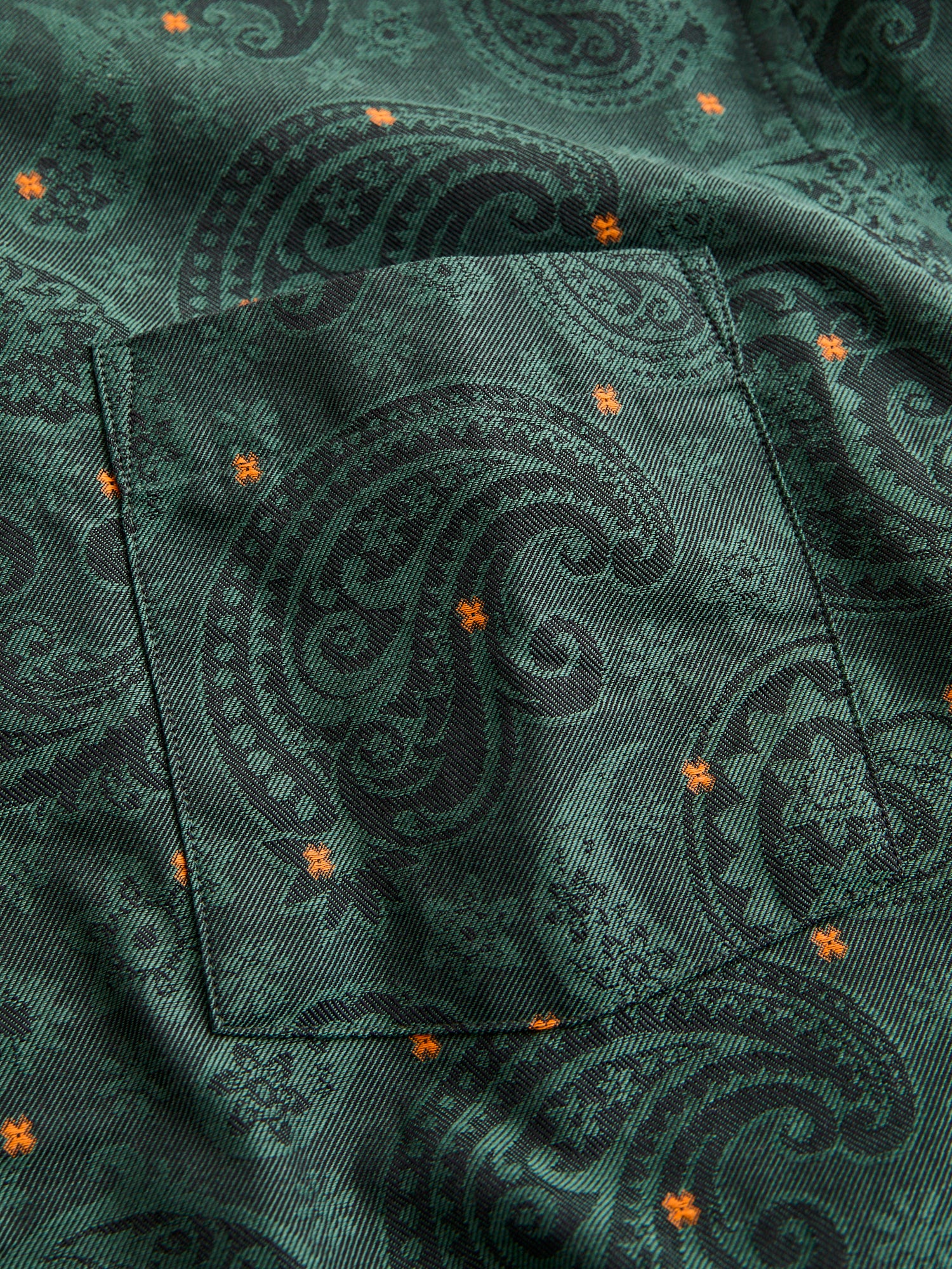 Paisley Jacquard Button-Up Shirt in Green - Image 6