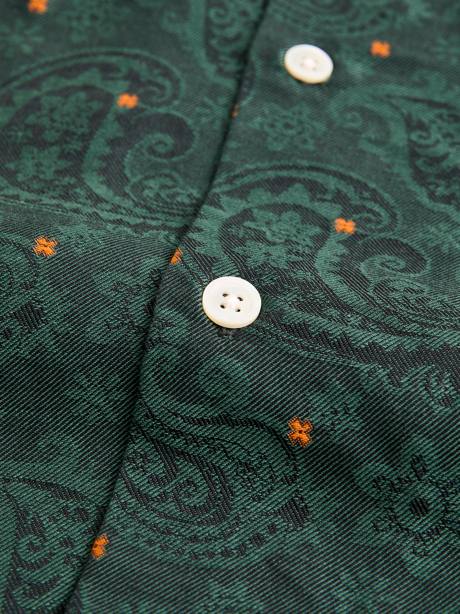 Paisley Jacquard Button-Up Shirt in Green - Image 7