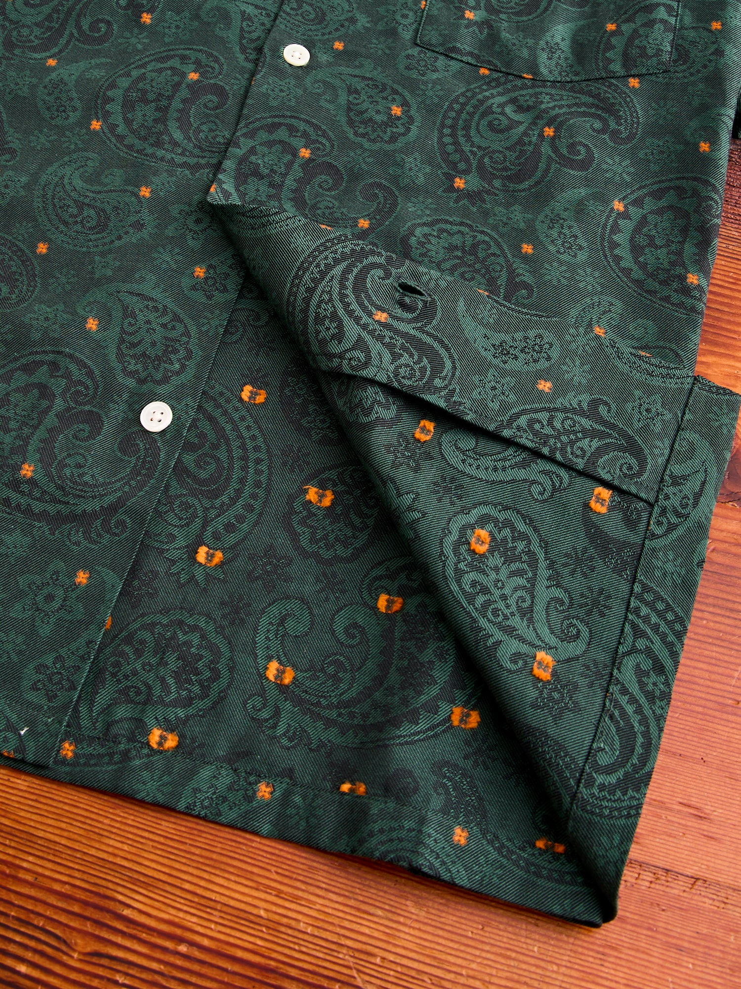 Paisley Jacquard Button-Up Shirt in Green - Image 8