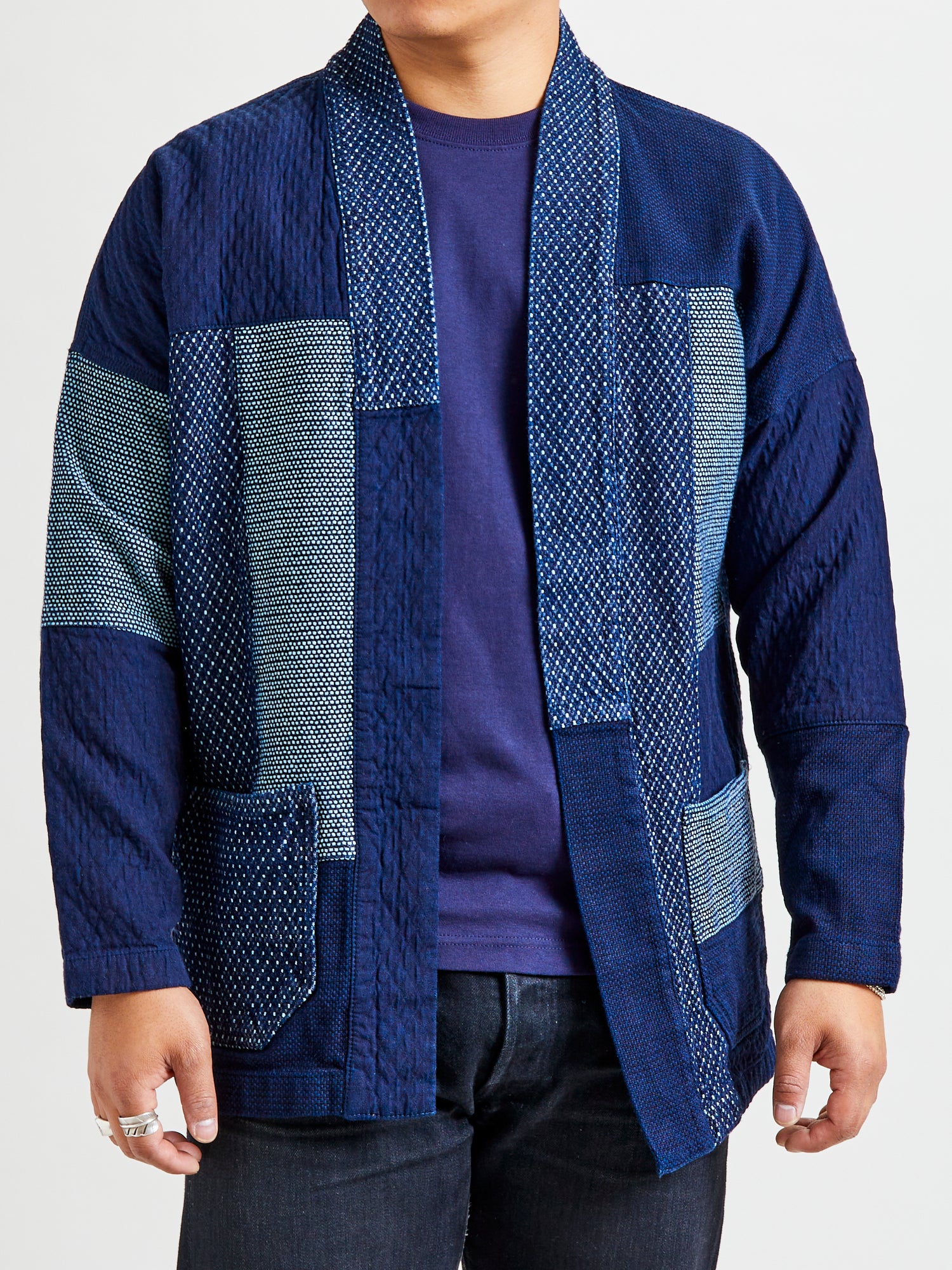 Patchwork Haori Jacket in Indigo Rinse - Image 2