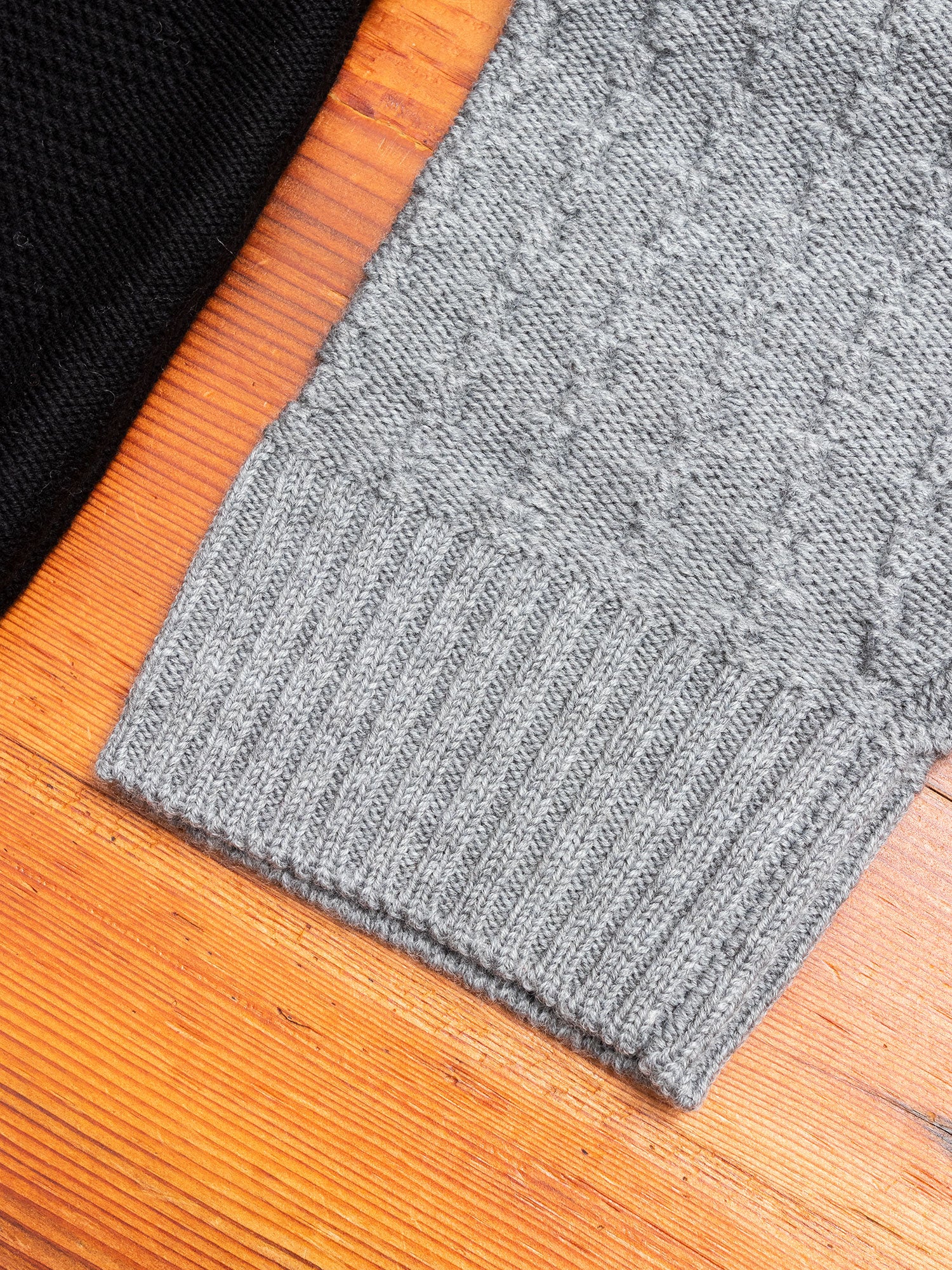 Patchwork Knit Crewneck Sweater in Black - Image 3
