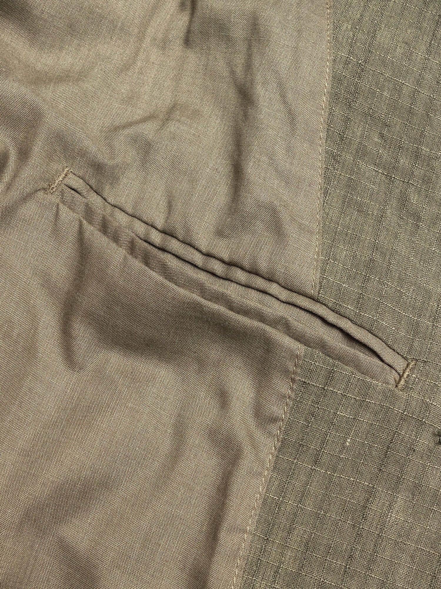 Patchwork Tailored Jacket in Khaki - Image 10