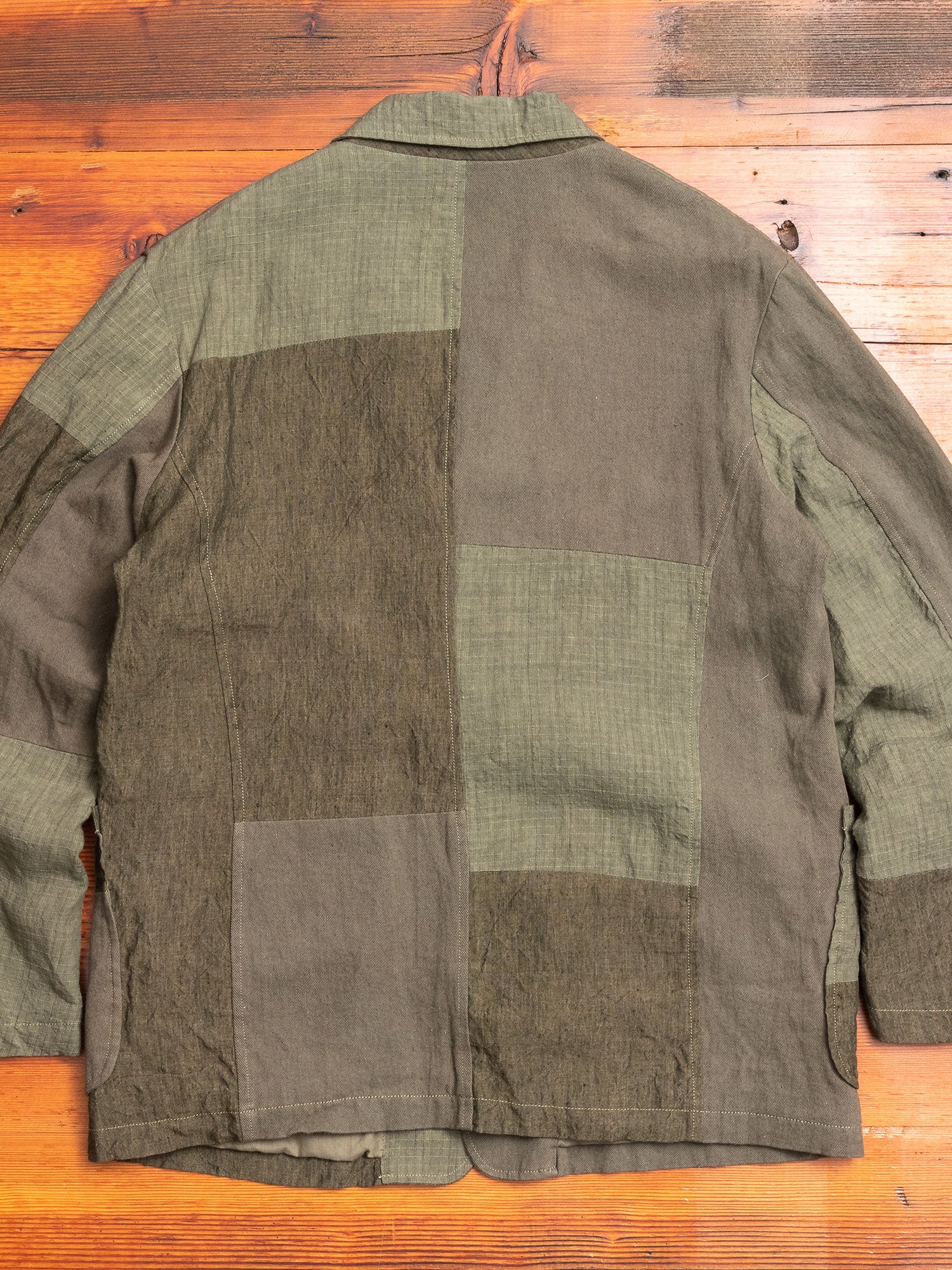 Patchwork Tailored Jacket in Khaki - Image 11