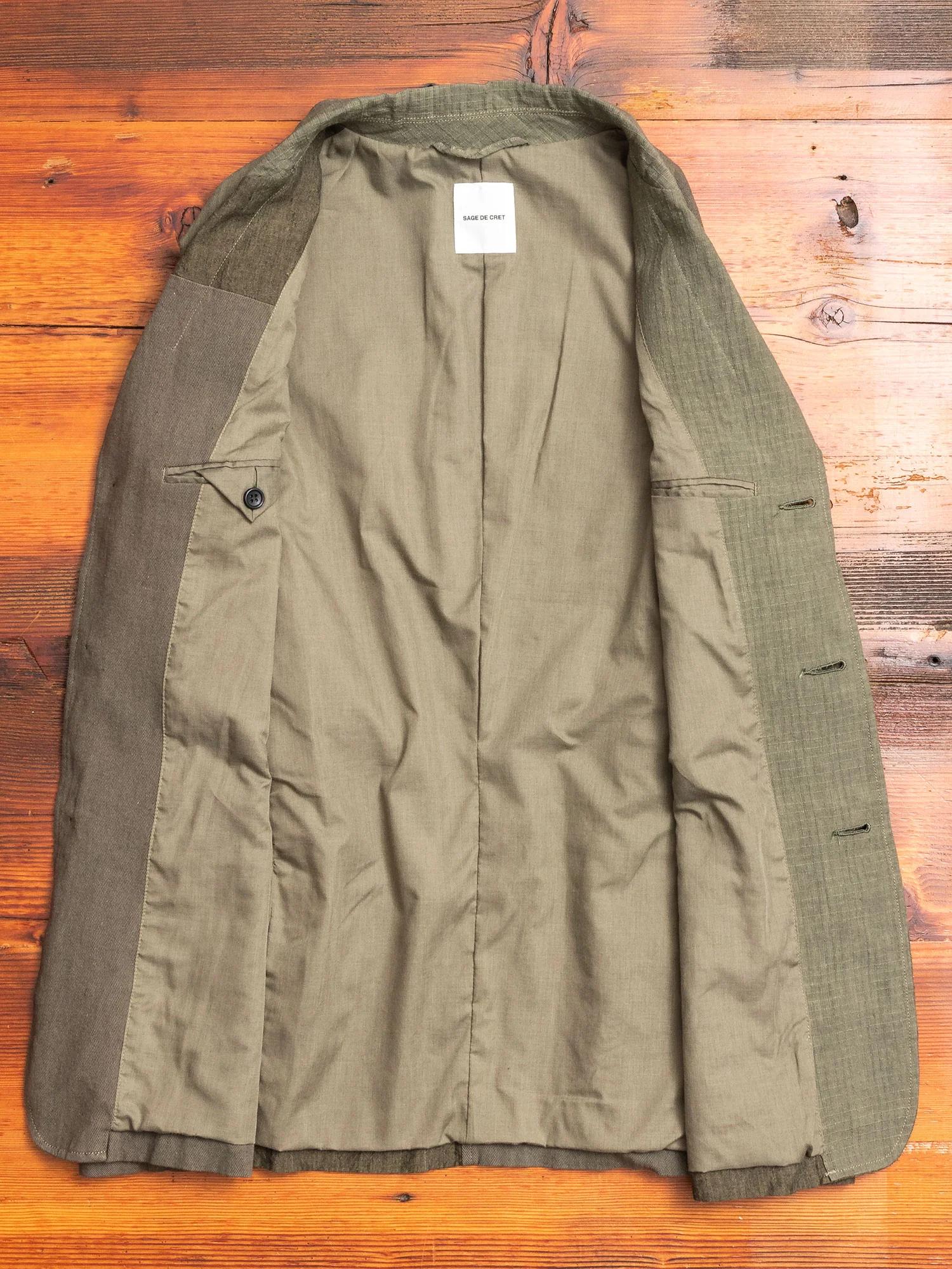 Patchwork Tailored Jacket in Khaki - Image 8