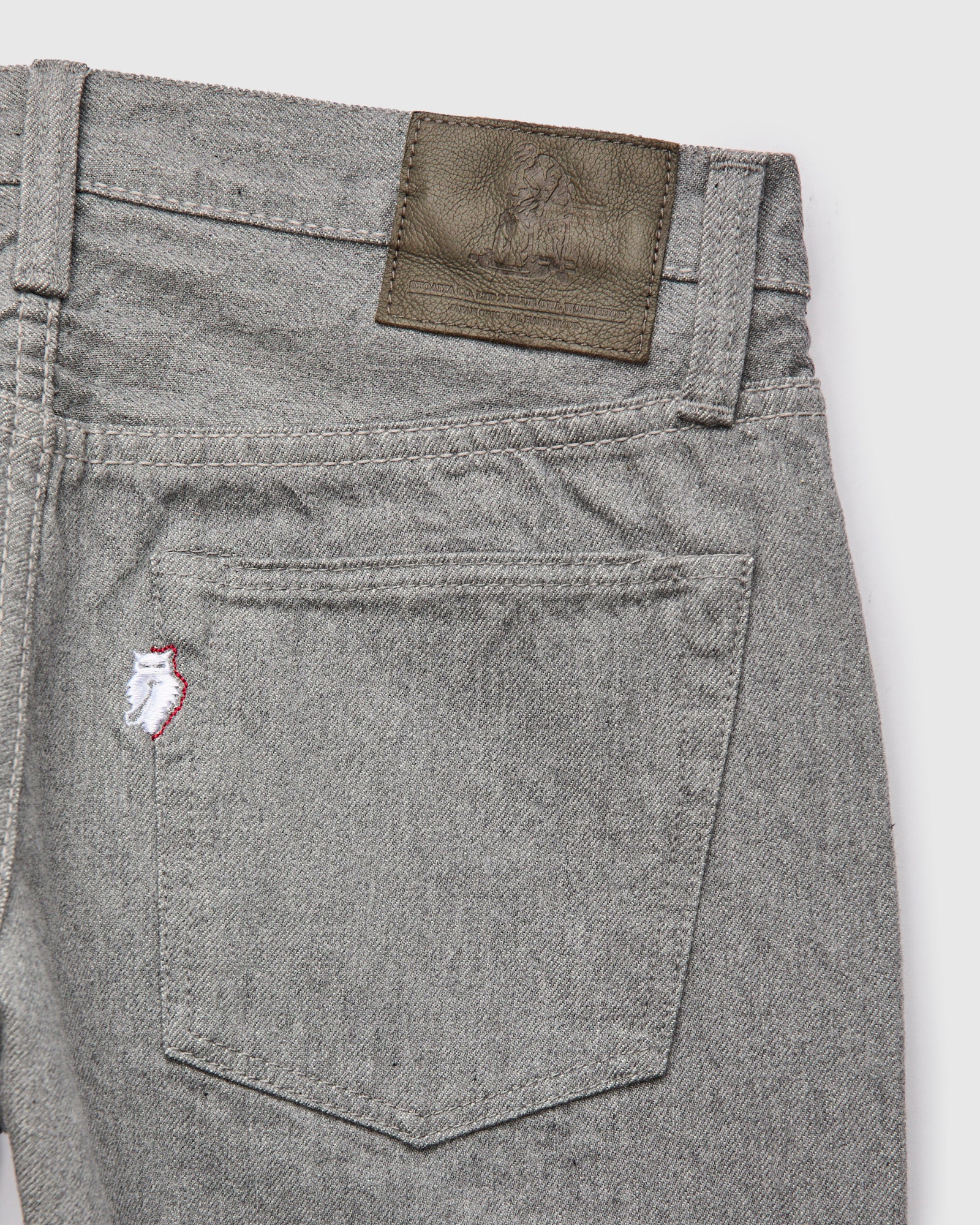 "Moonrock" 14oz Rinsed Heather Grey Selvedge Denim - Slim Tapered Fit - Image 4