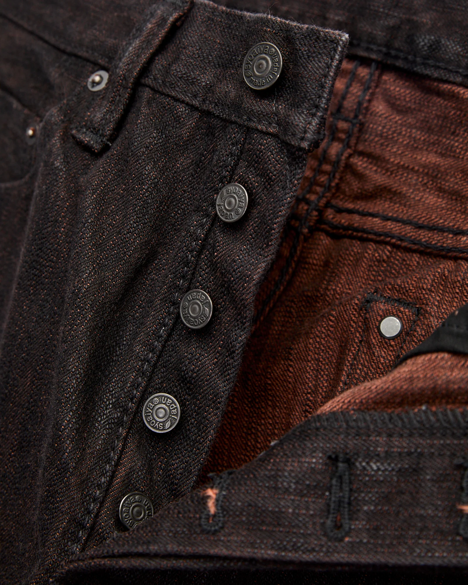 PER-EX-003-BK "Black x Persimmon Extra Slub" 15oz Rinsed Selvedge Denim - Regular Straight Fit - Image 8