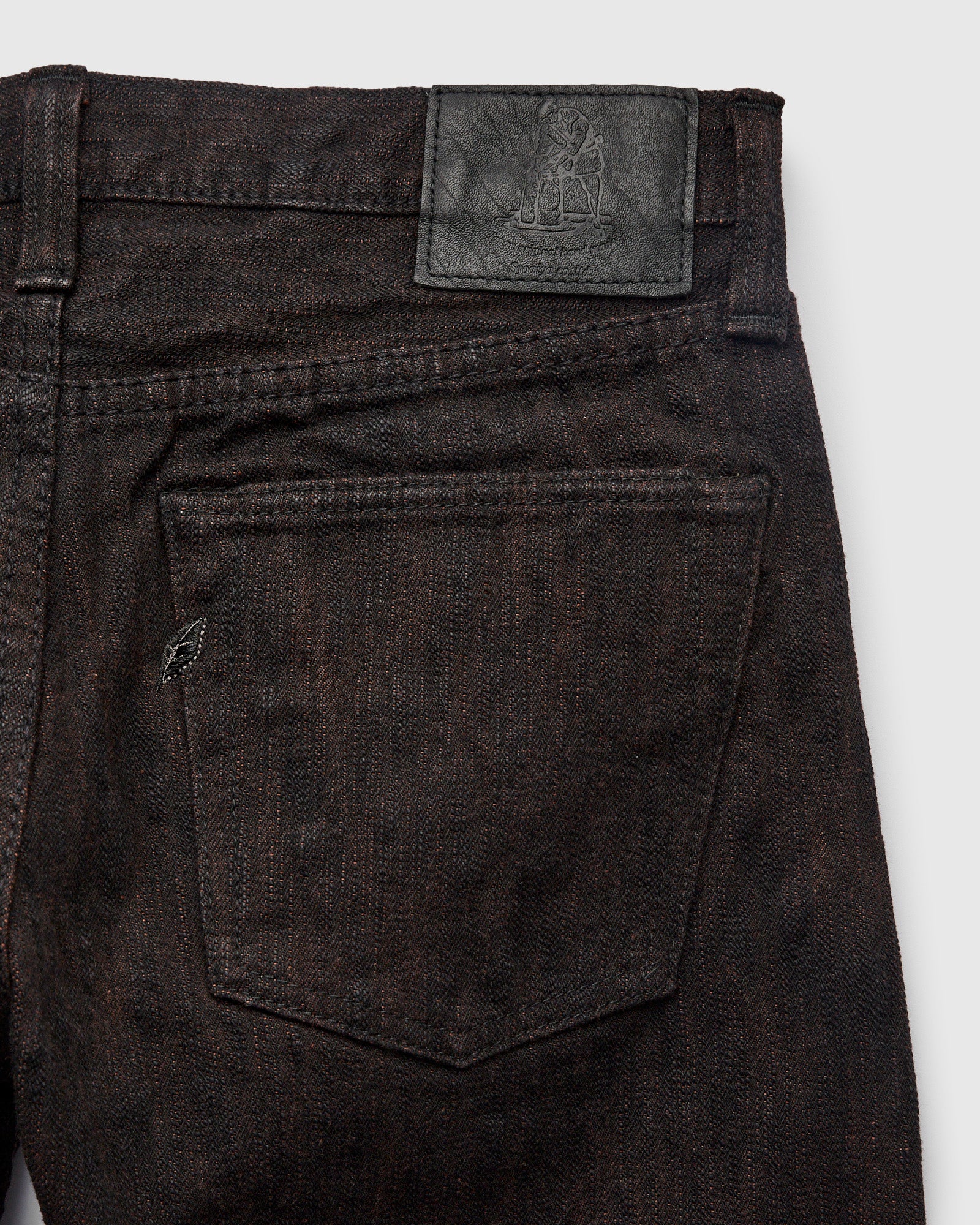 PER-EX-005-BK "Black x Persimmon Extra Slub" 15oz Rinsed Selvedge Denim - Slim Straight Fit - Image 4