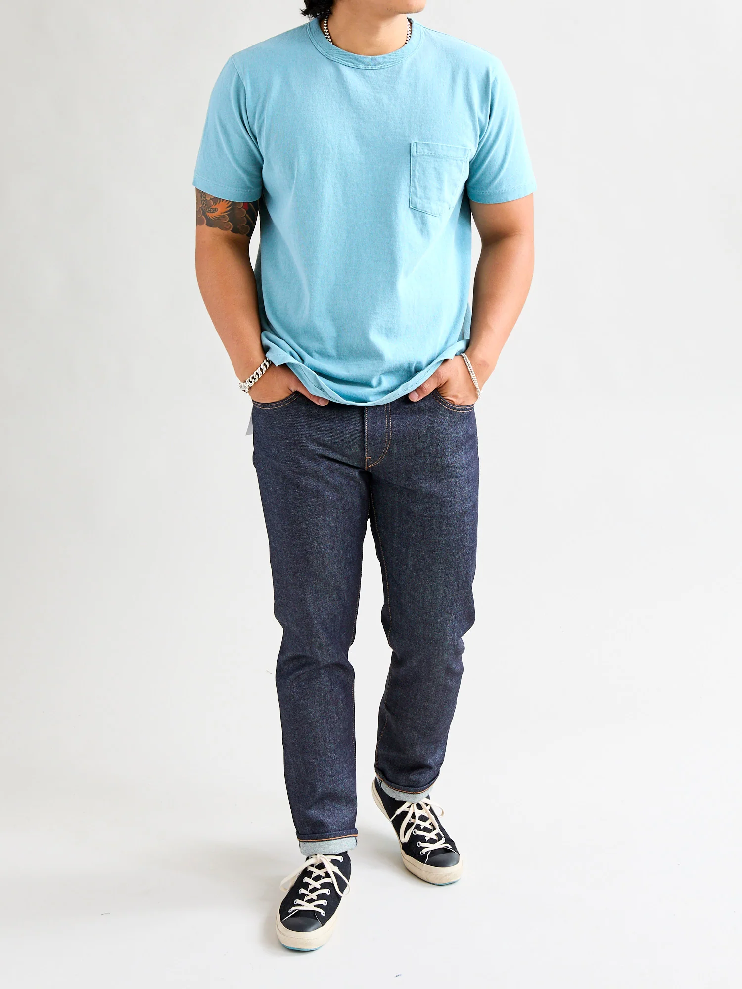 Pigment Dyed Pocket Tee in Stormy Sea - Image 8