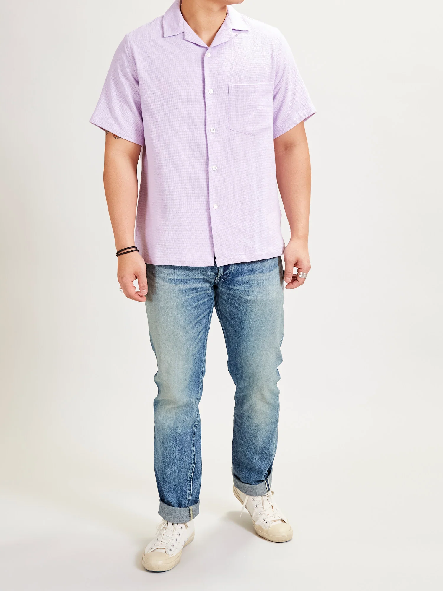 Pique Button-Up Shirt in Lavanda - Image 11