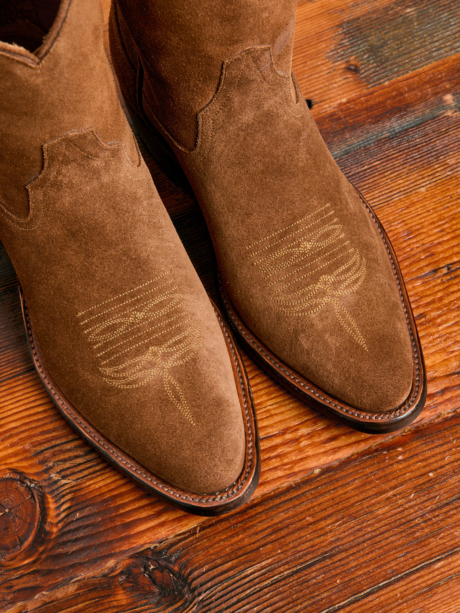 Plainview Suede Cowboy Boot in Brown Roughout - Image 5
