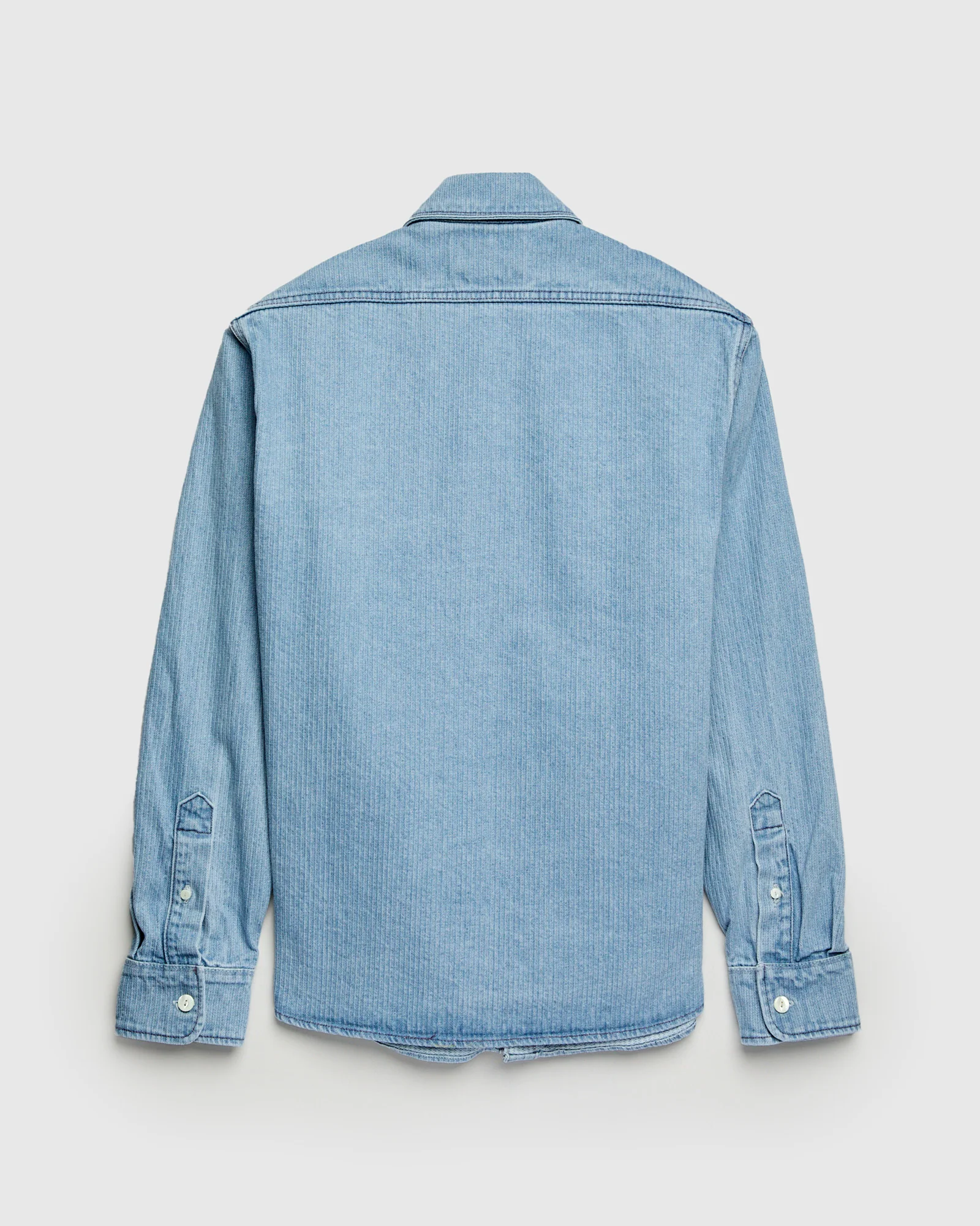 Rancho Western Shirt in Bleached Indigo Stripe - Image 2