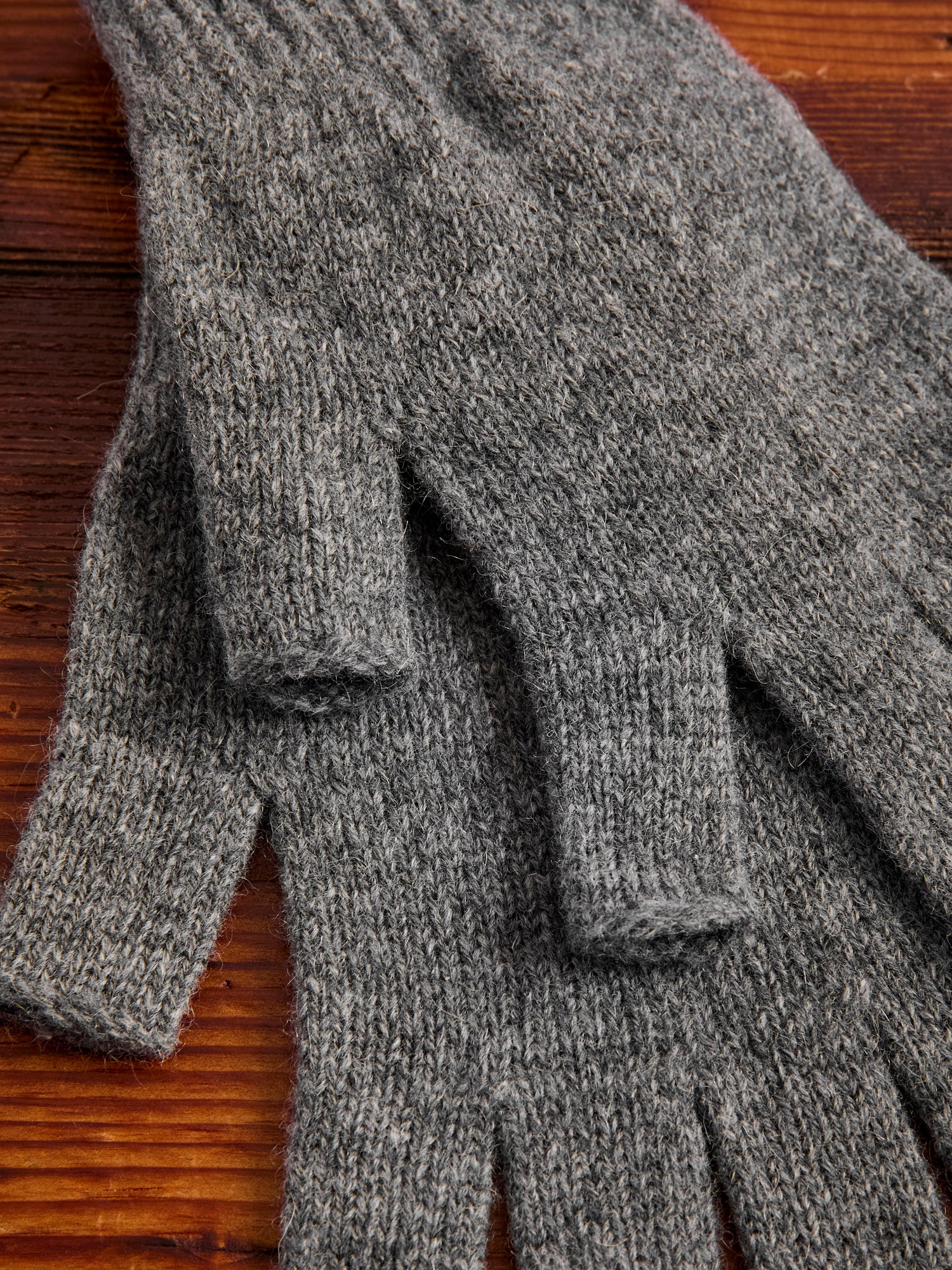Recycled Cashmere Fingerless Gloves in Grey - Image 2