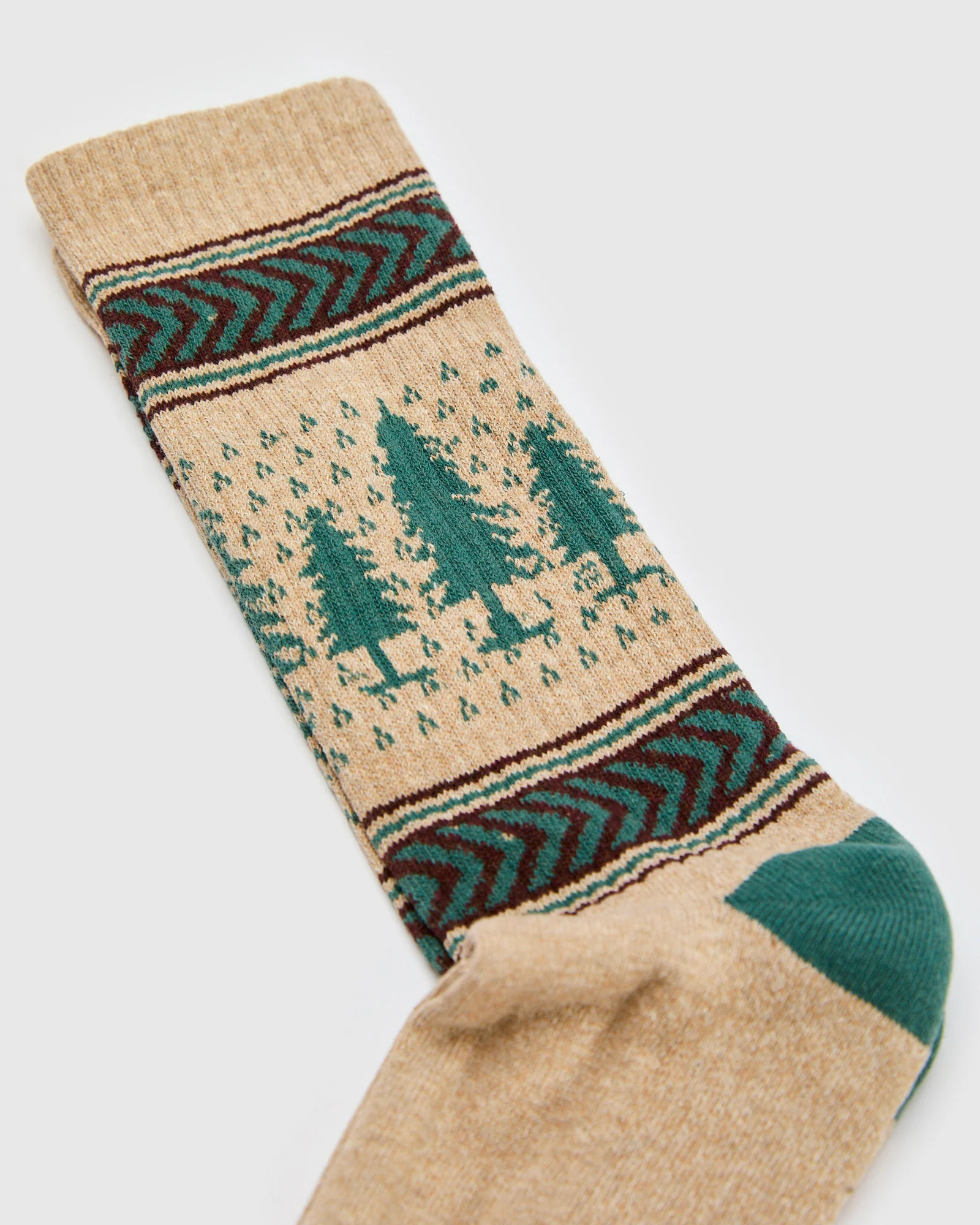 Recycled Cotton Camp Socks in Evergreen Pines - Image 3