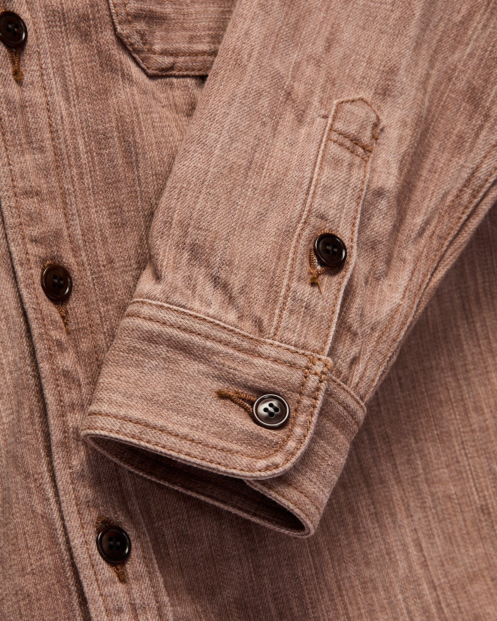 "Kaki-Kyoku" Heavyweight Denim Work Shirt in Red Persimmon - Image 5