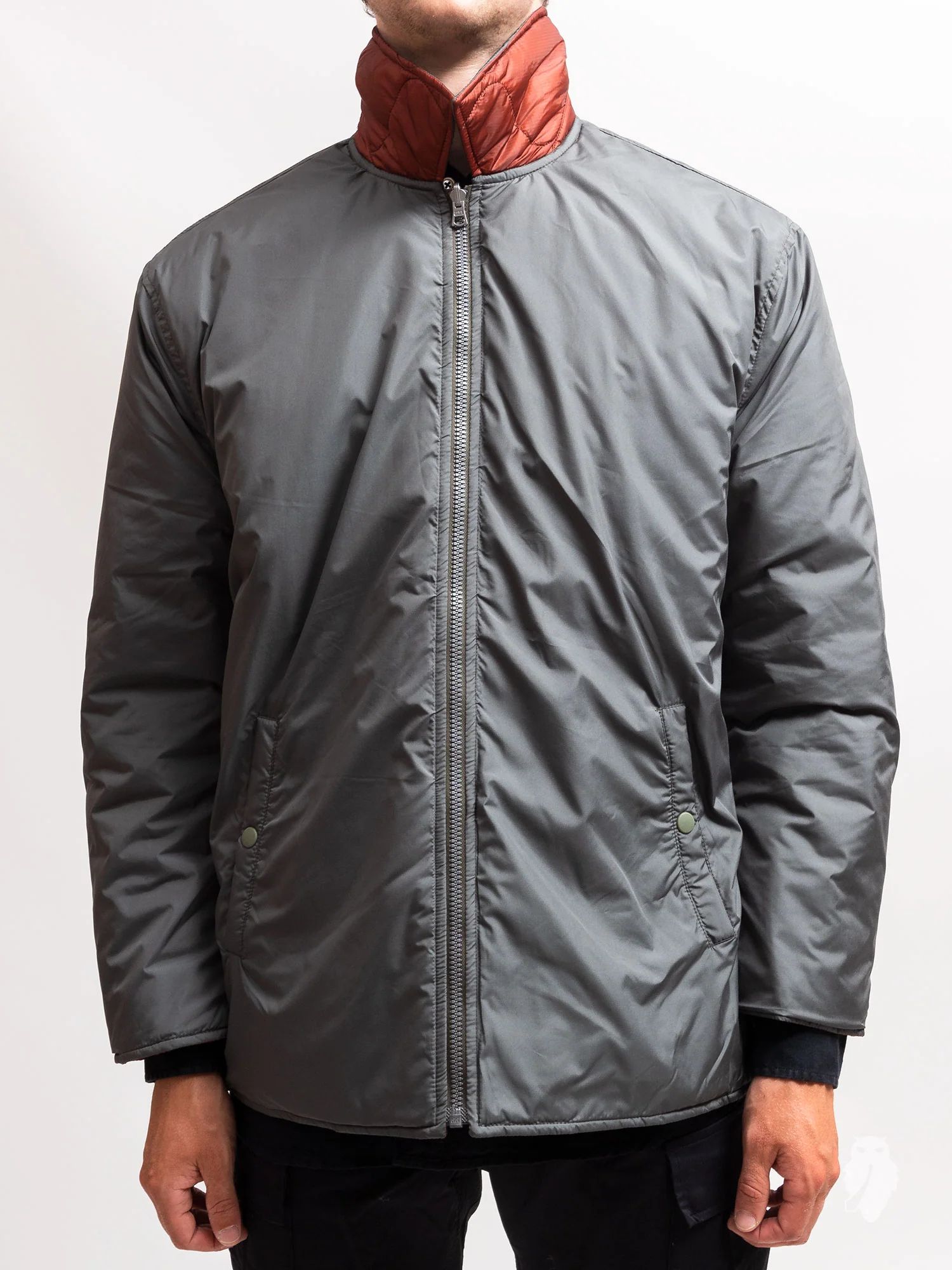 Reversible Blouson in Olive Soft Nylon - Image 3