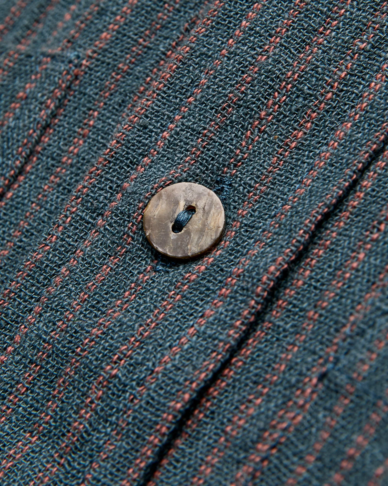 Rios Workshirt in Midnight Teal/Clay Ticking Stripe - Image 5