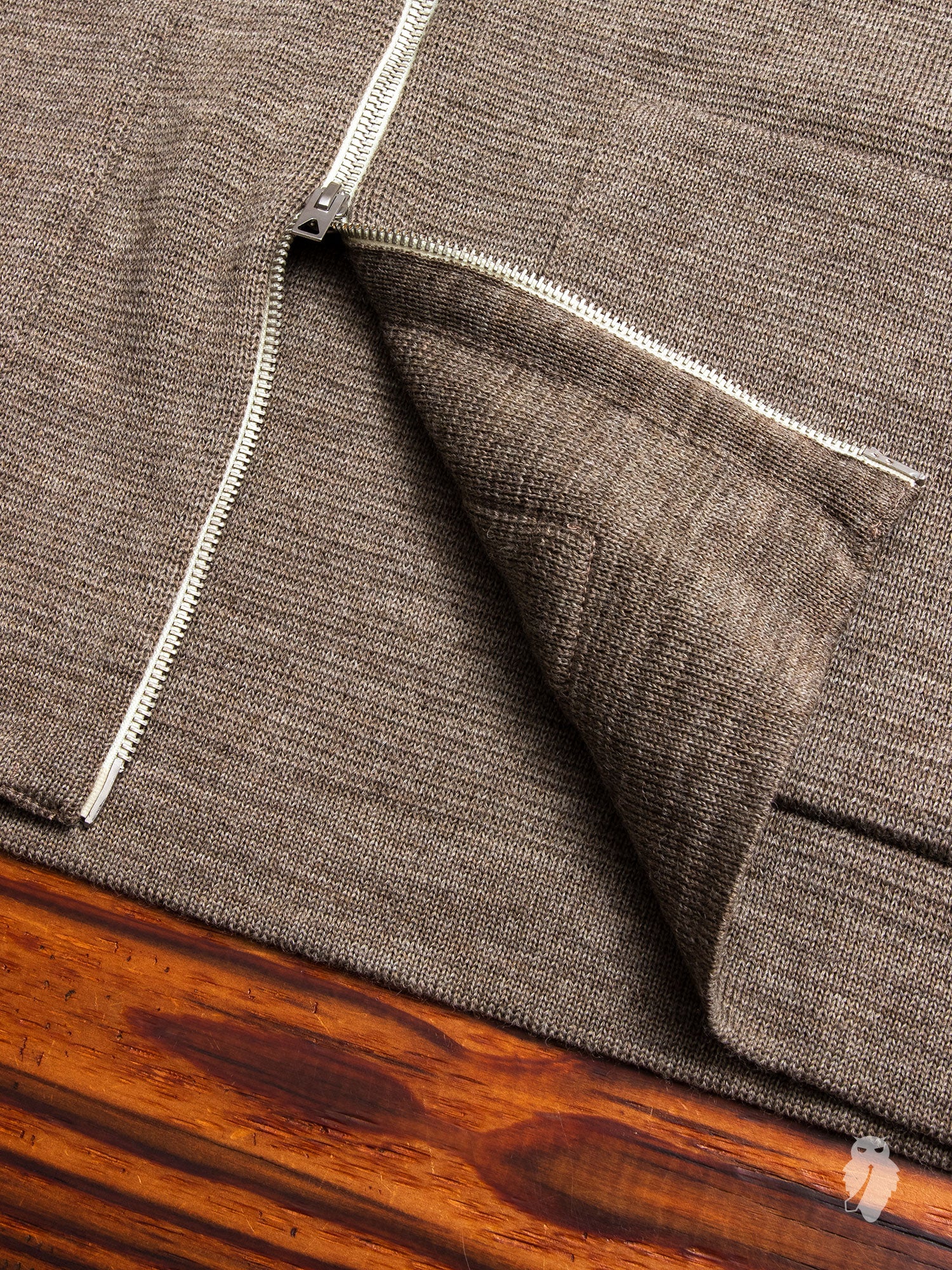 "Roscoff" Shawl Zip Sweater in Beige - Image 7