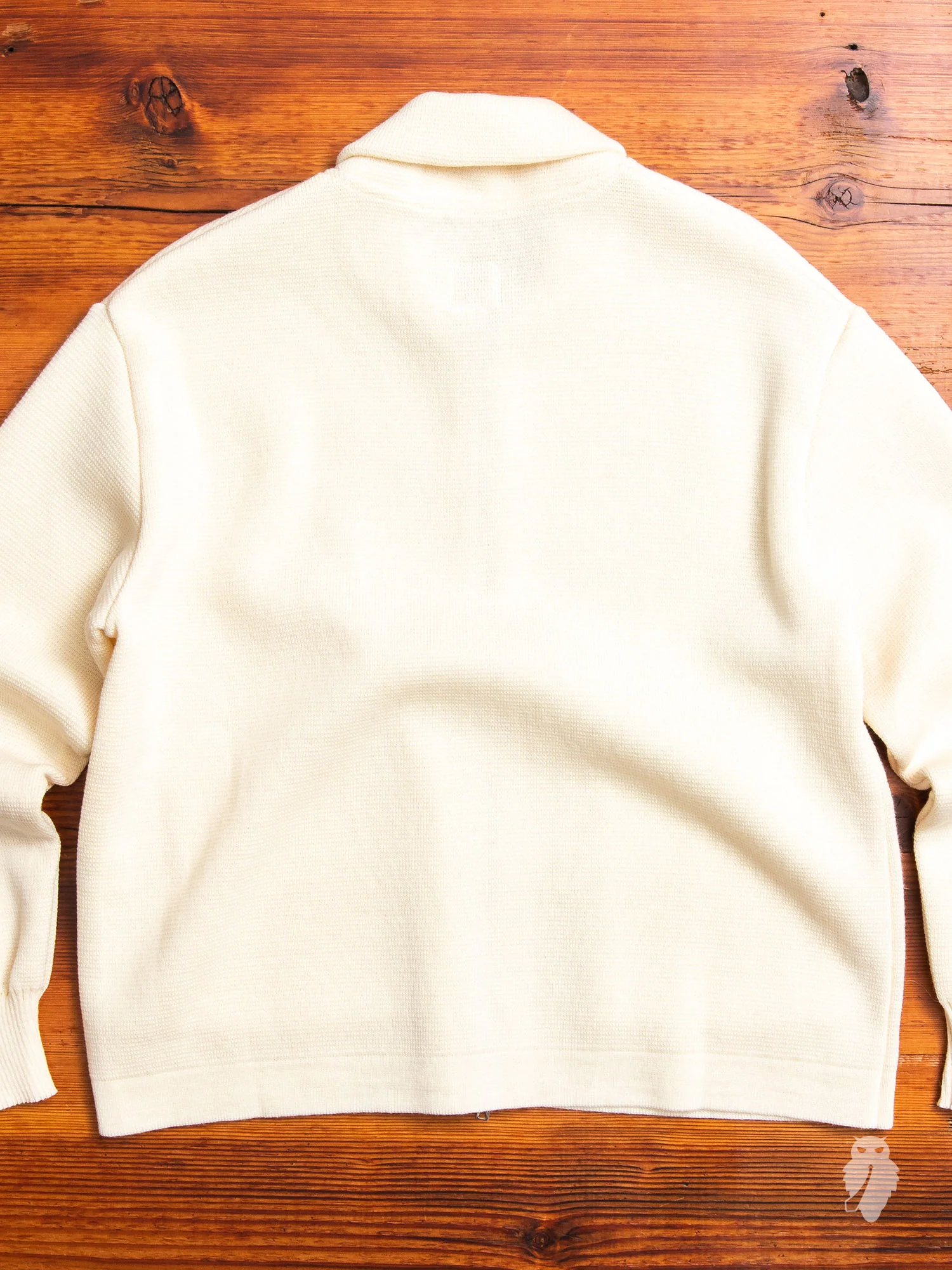 "Roscoff" Shawl Zip Sweater in Cream - Image 6