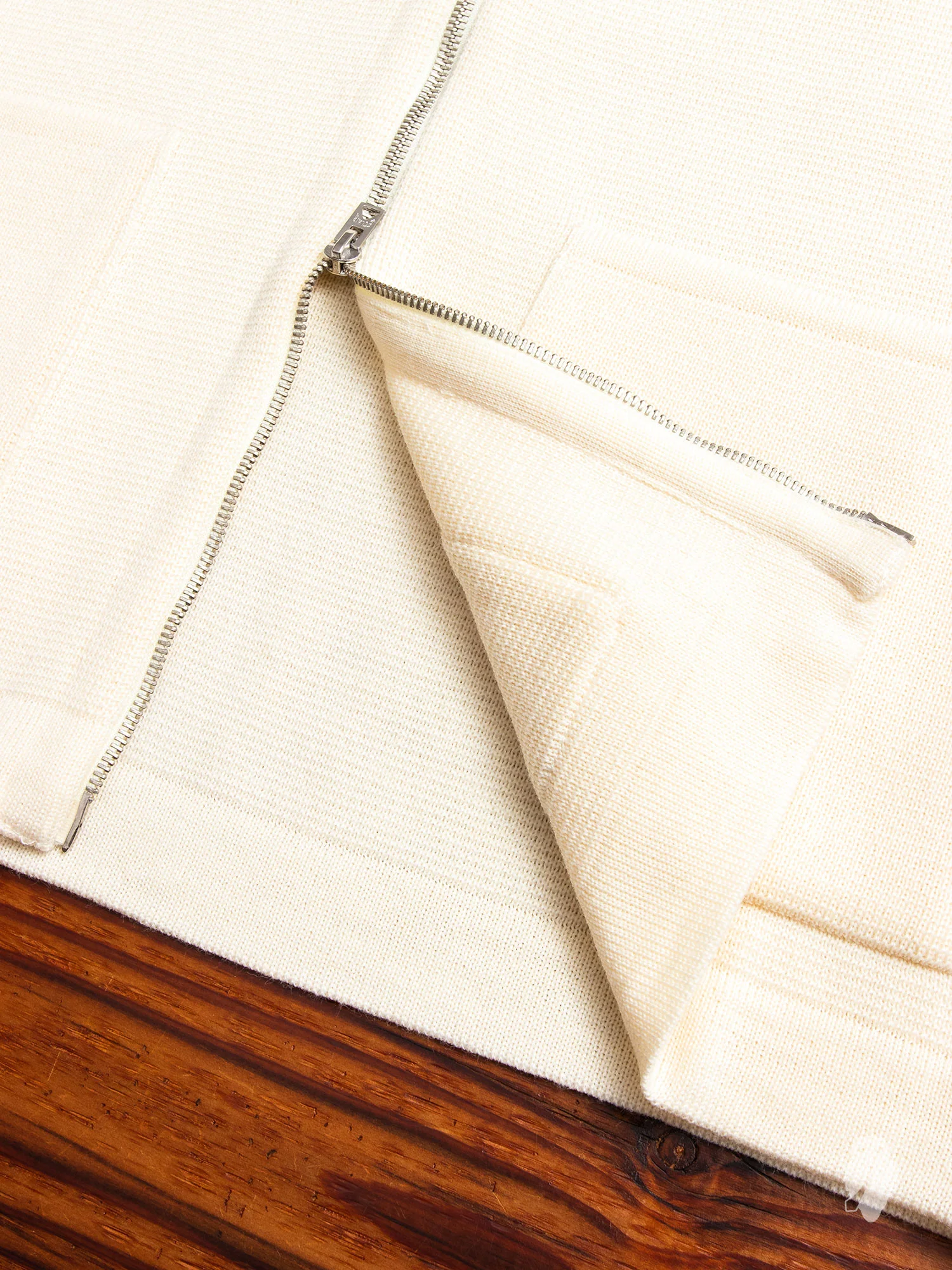 "Roscoff" Shawl Zip Sweater in Cream - Image 8