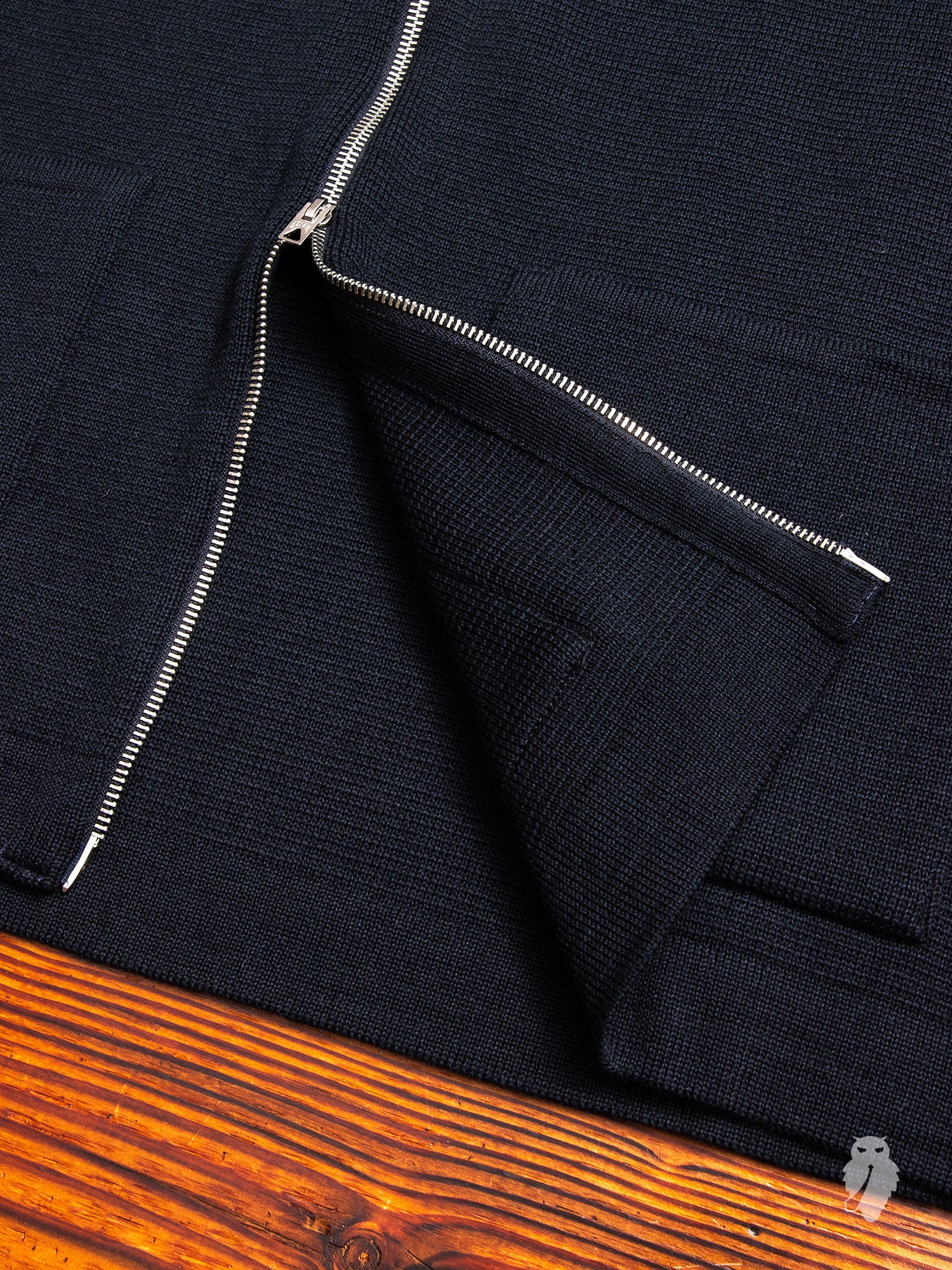 "Roscoff" Shawl Zip Sweater in Navy - Image 7