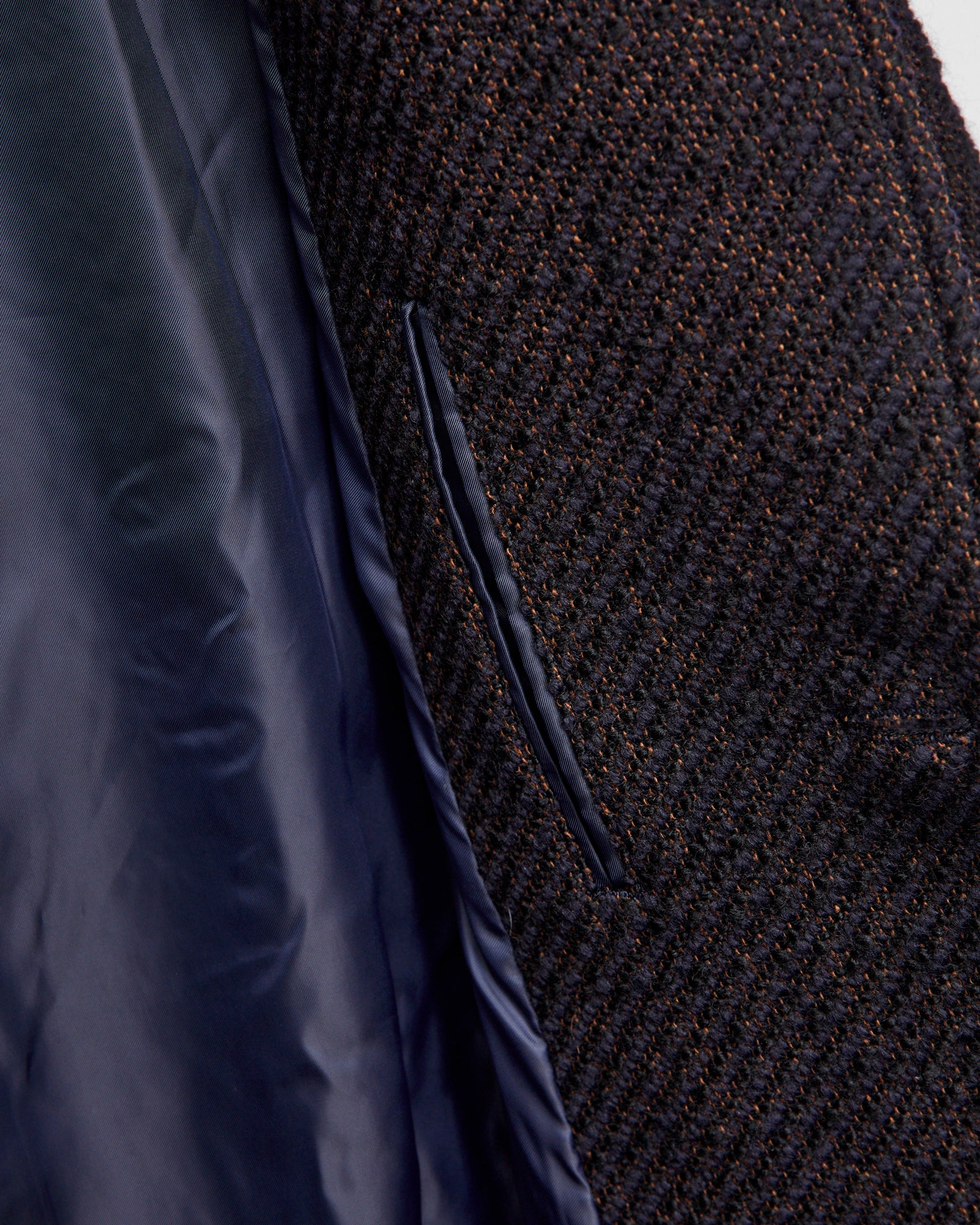 Roving Tweed Chester Coat in Dark Navy - Image 8