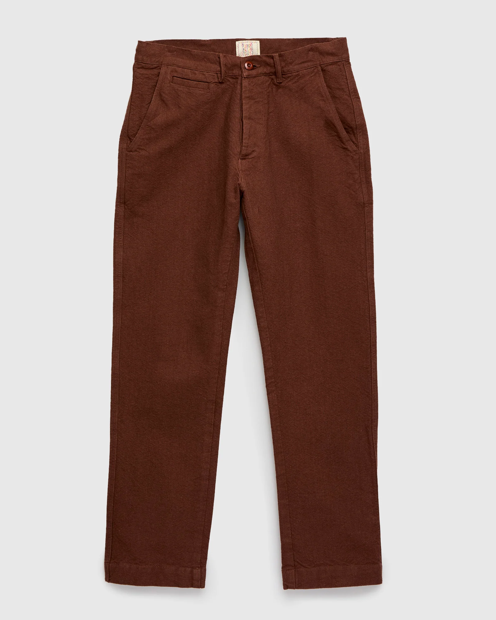 Rustic Plainweave Flat Front Chino in Chocolate Brown