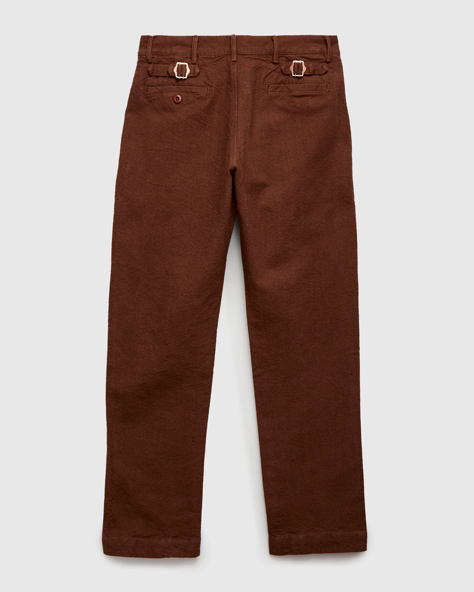 Rustic Plainweave Flat Front Chino in Chocolate Brown - Image 2