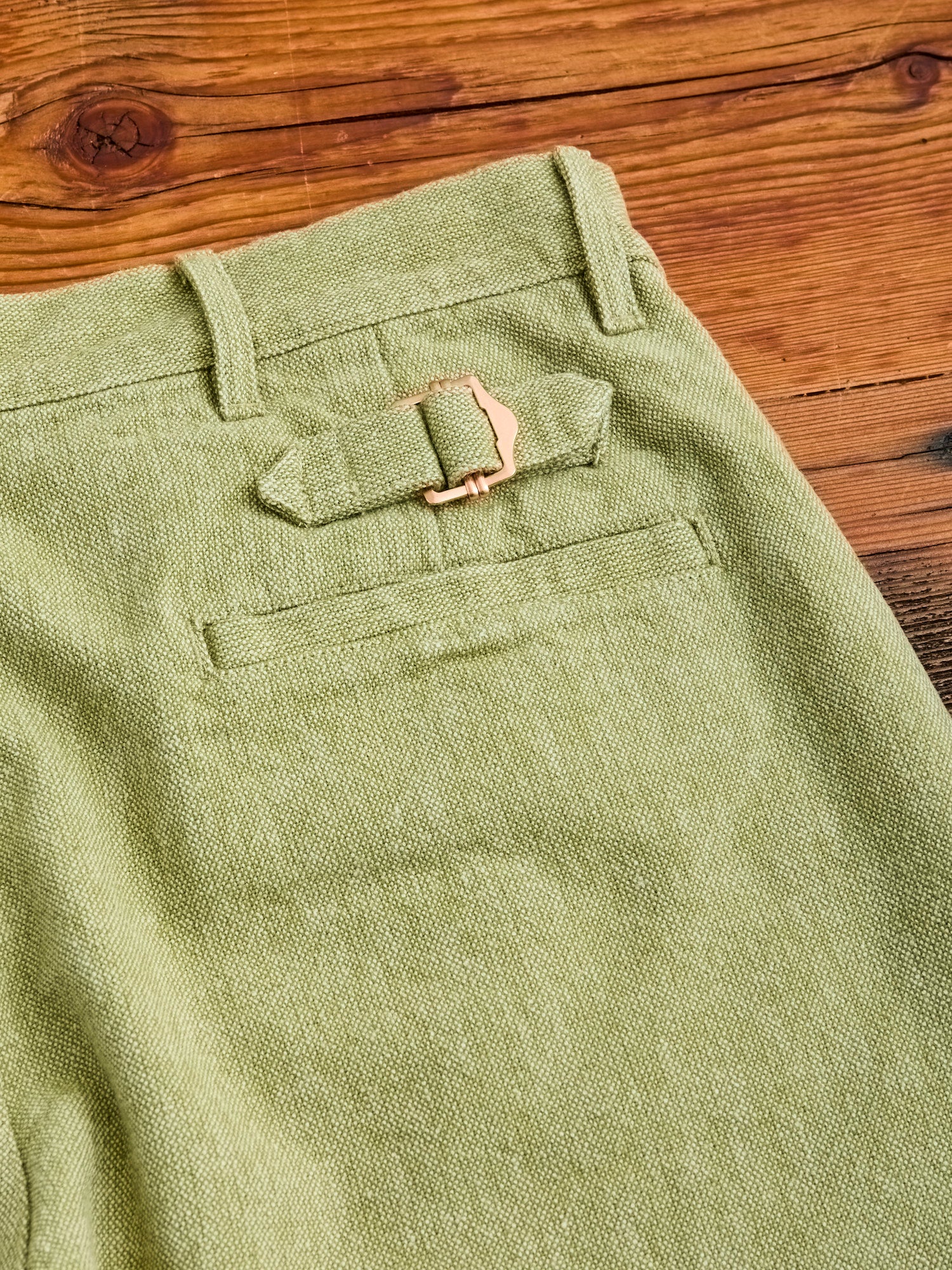Rustic Plainweave Flat Front Chino in Olive - Image 12