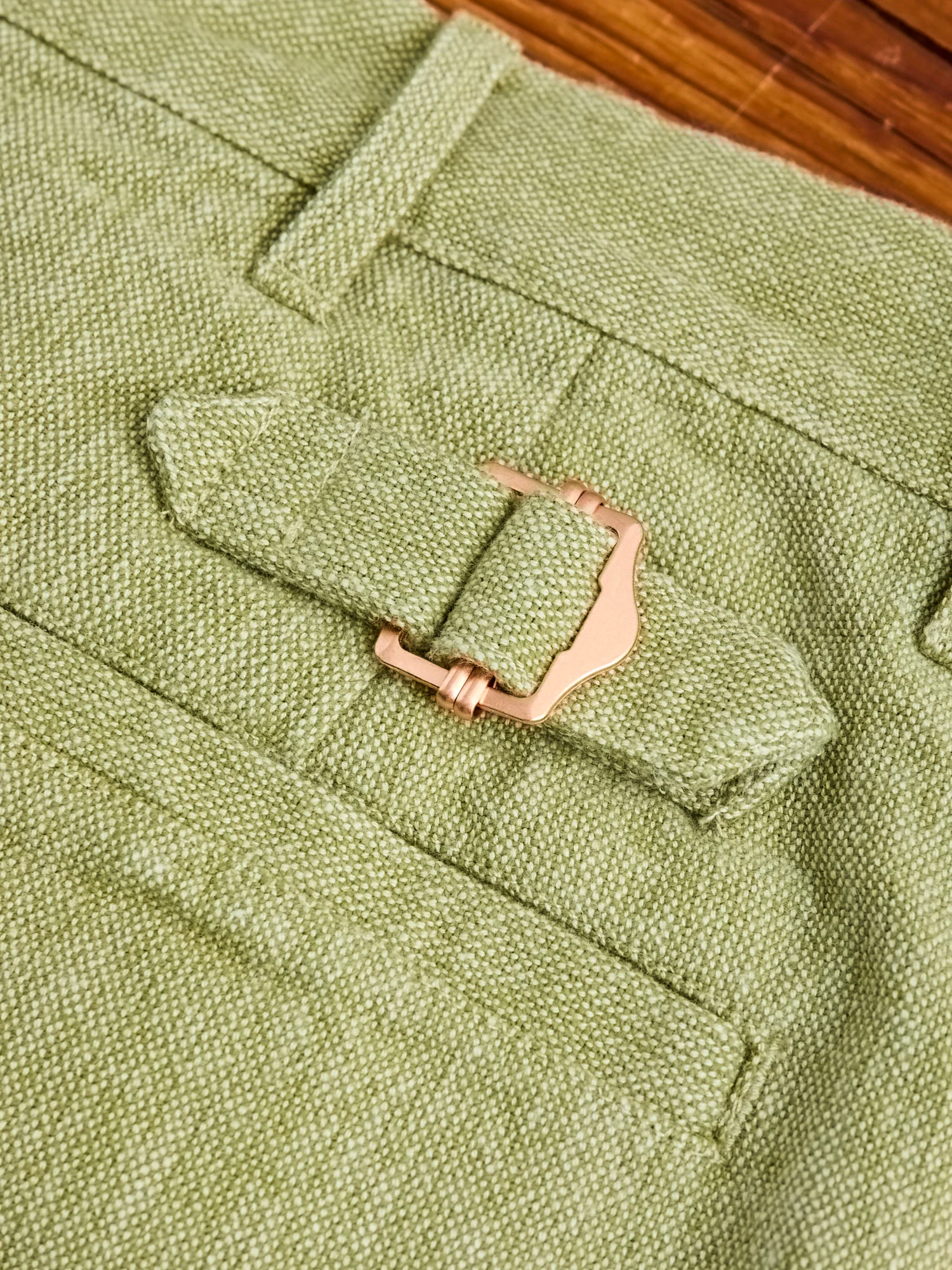 Rustic Plainweave Flat Front Chino in Olive - Image 13