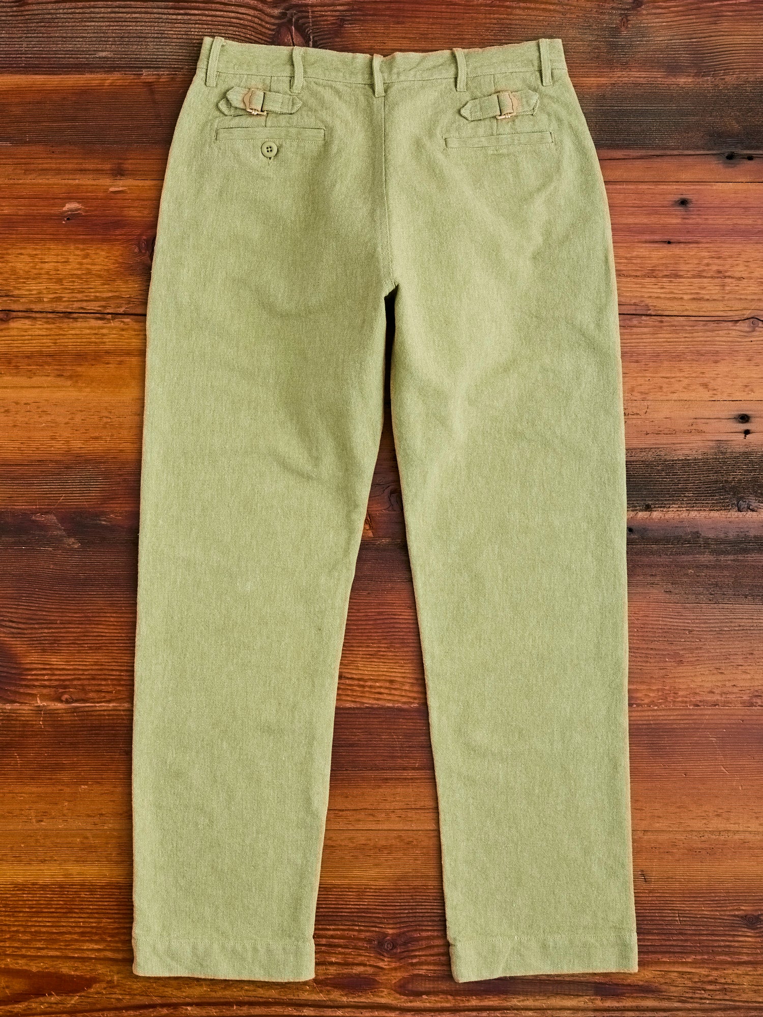 Rustic Plainweave Flat Front Chino in Olive - Image 14