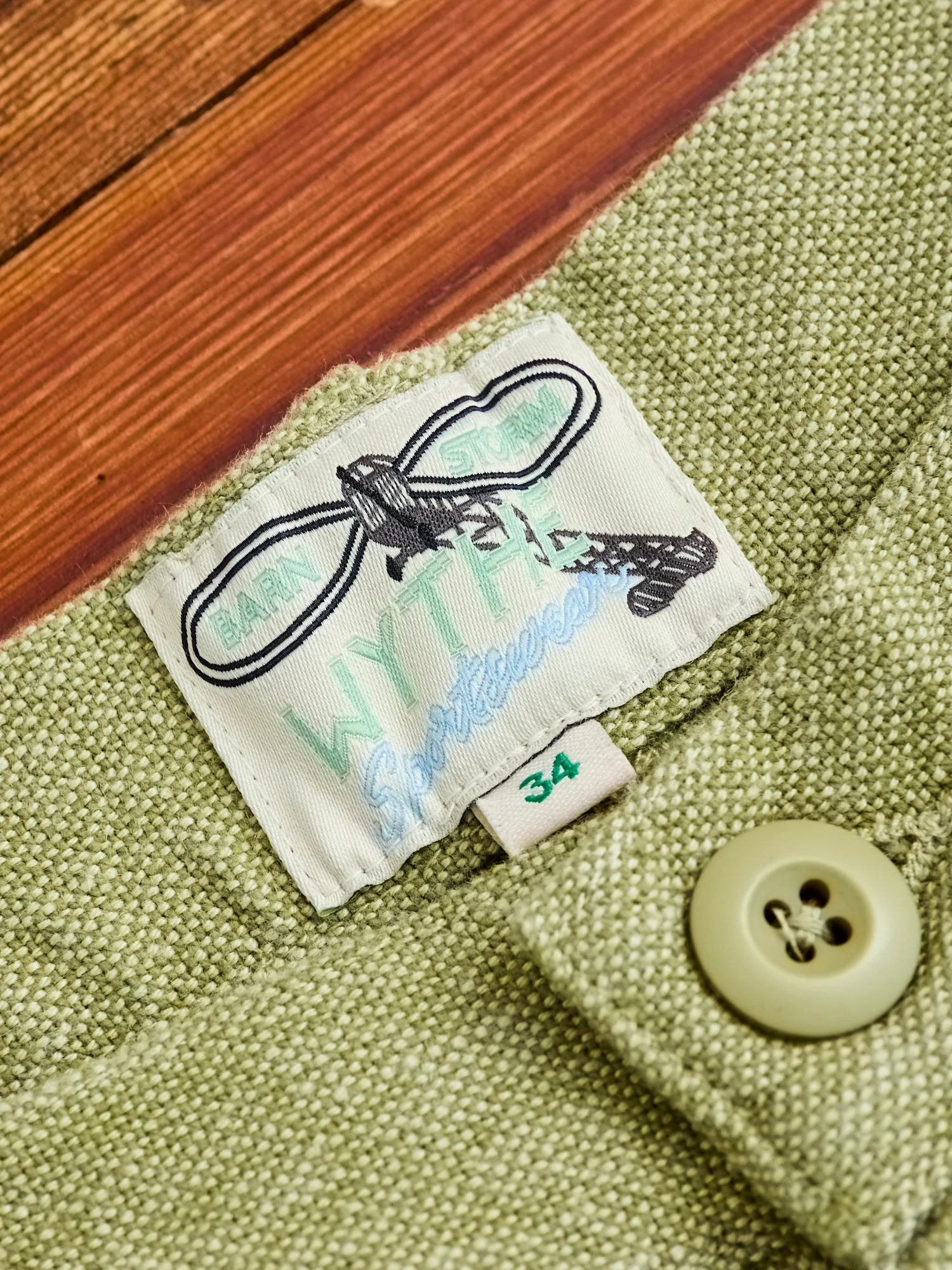 Rustic Plainweave Flat Front Chino in Olive - Image 6