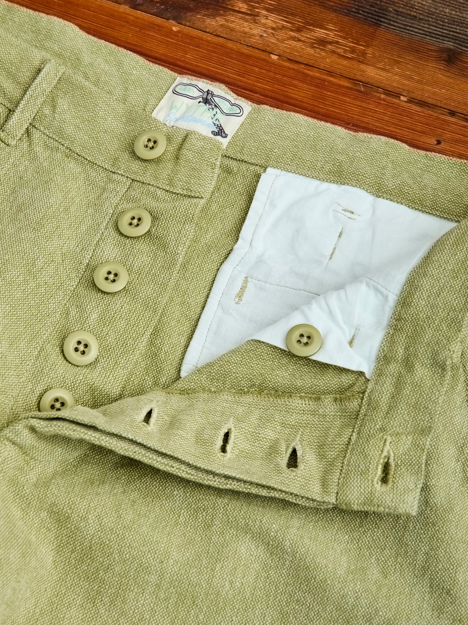 Rustic Plainweave Flat Front Chino in Olive - Image 8