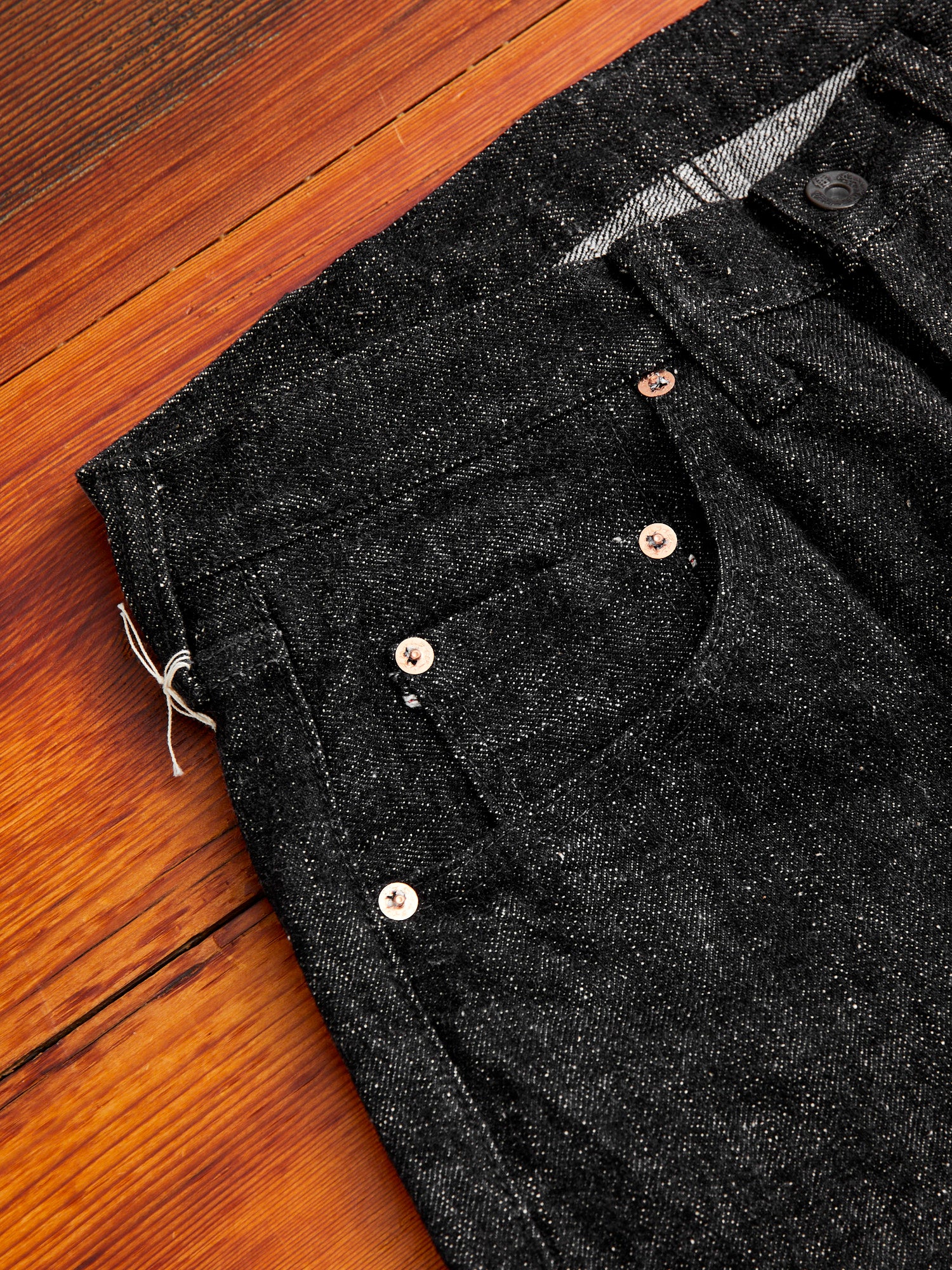 S211BK "Koku Benkei" 17oz Black Selvedge Denim - Relaxed Tapered Fit - Image 6