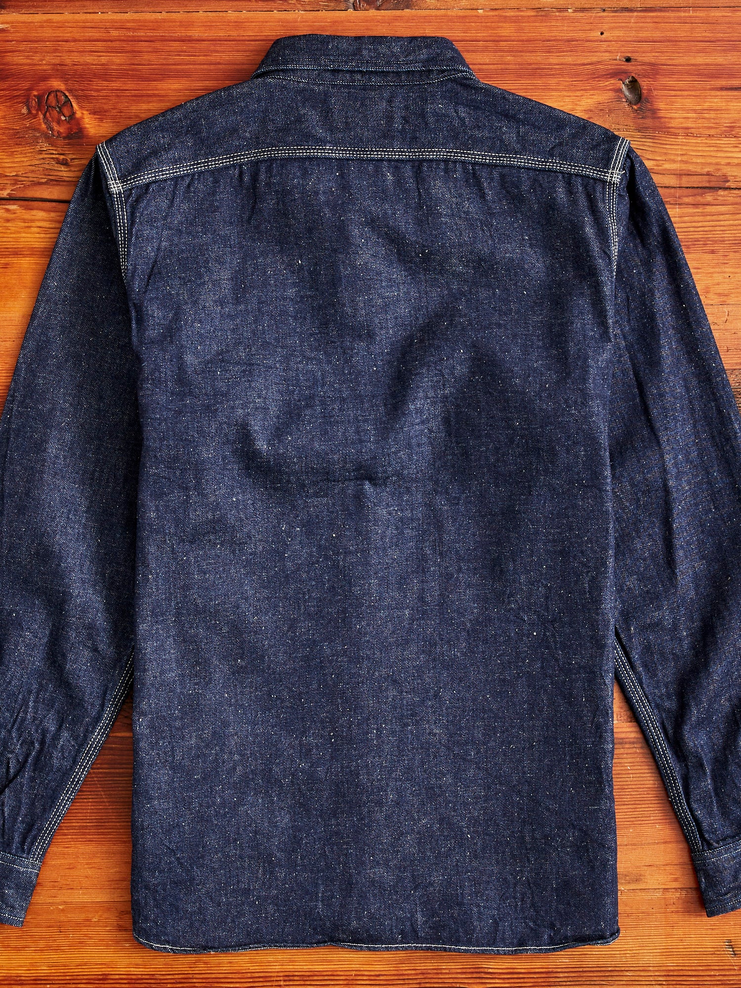 "Samurai Cotton" 10oz Denim Work Shirt in Indigo - Image 10