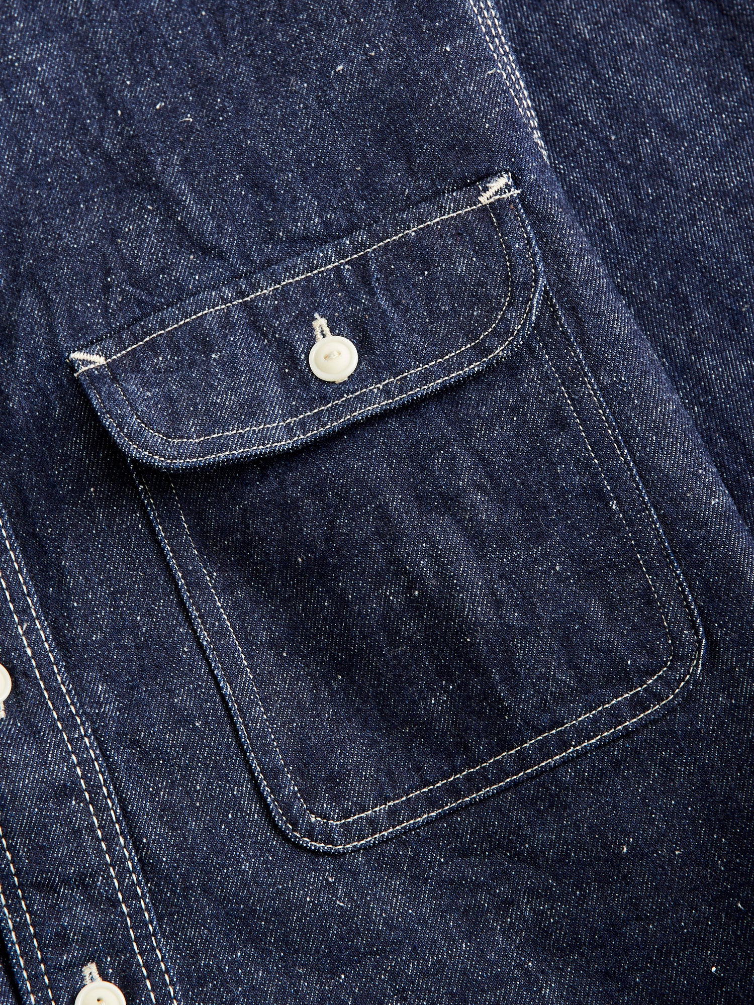 "Samurai Cotton" 10oz Denim Work Shirt in Indigo - Image 4