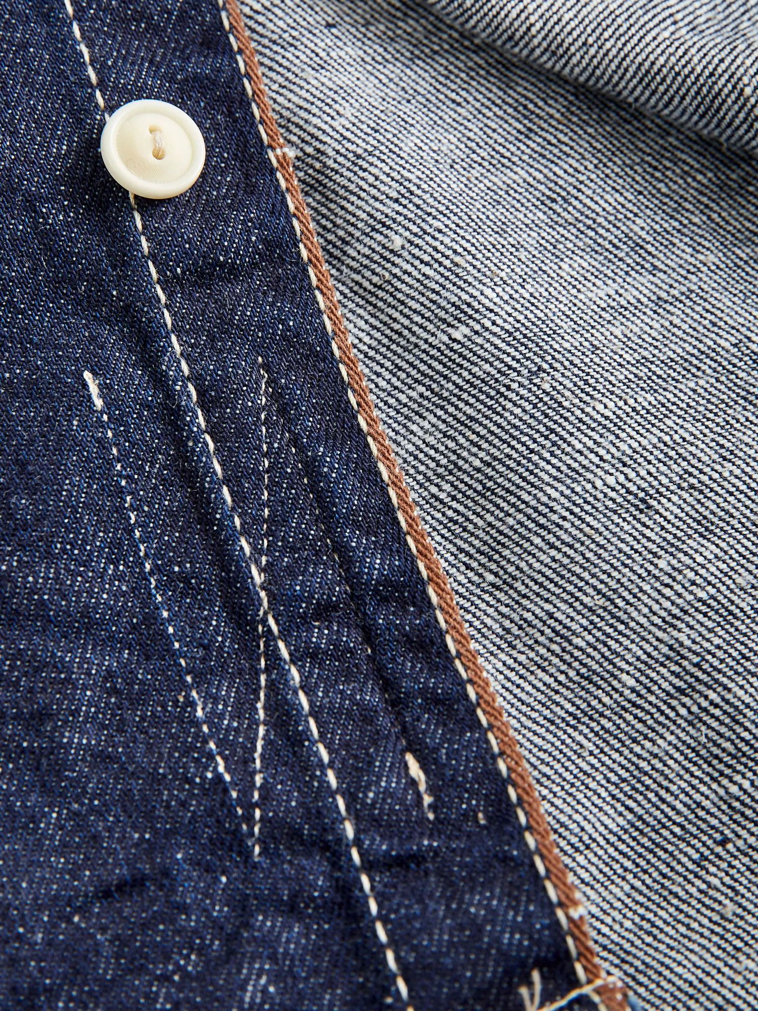 "Samurai Cotton" 10oz Denim Work Shirt in Indigo - Image 8