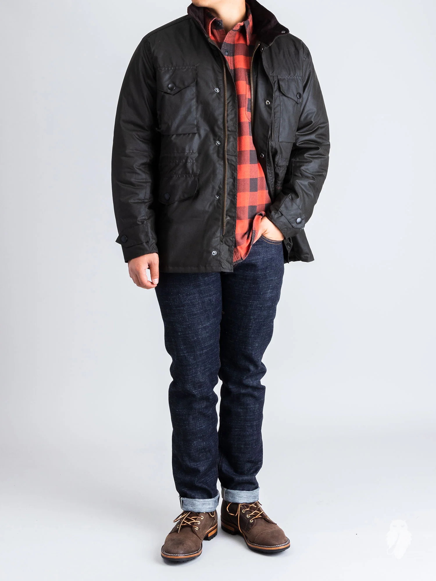 "Sapper" Wax Jacket in Olive - Image 17