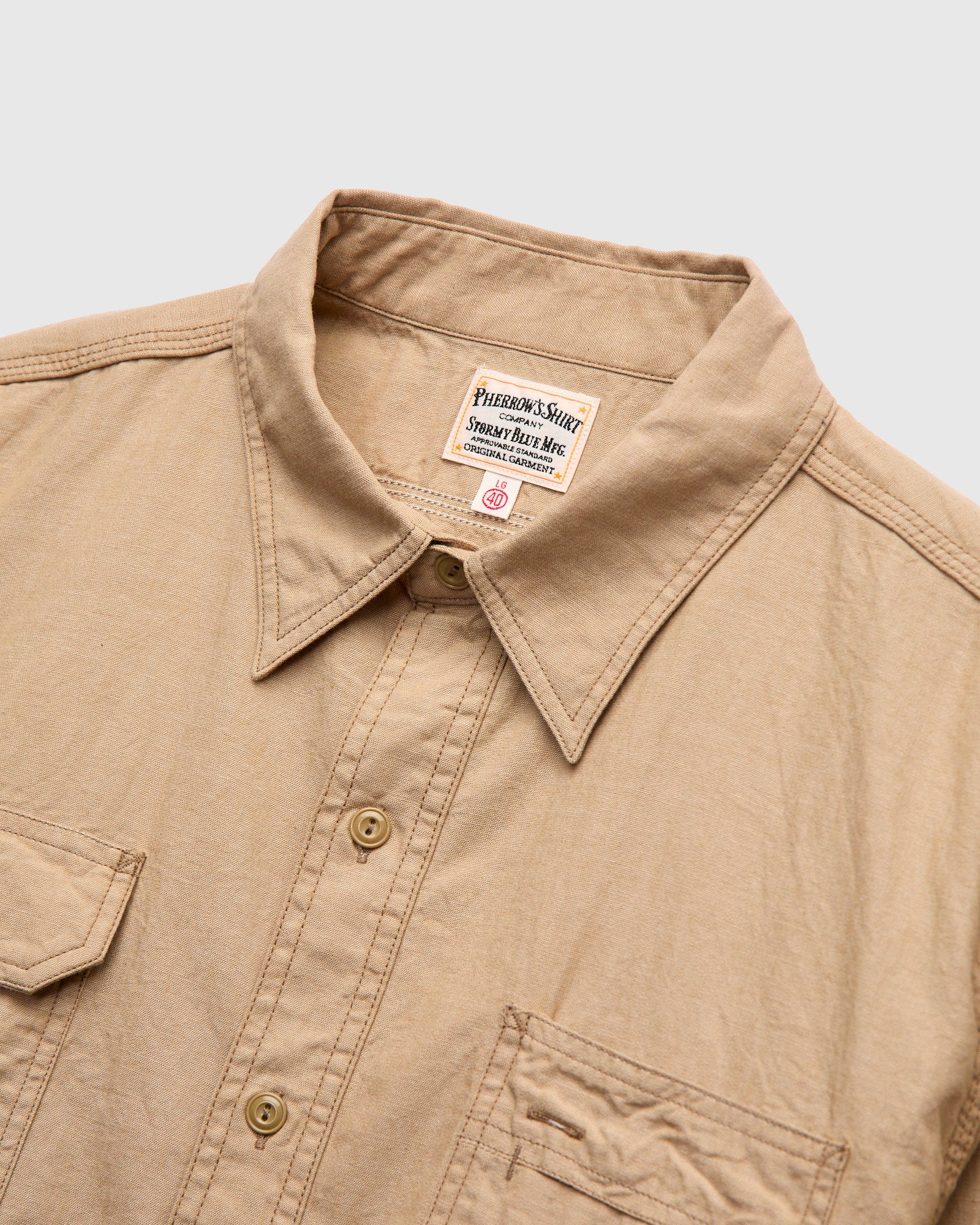 Selvedge Chambray Workshirt in Beige - Image 3