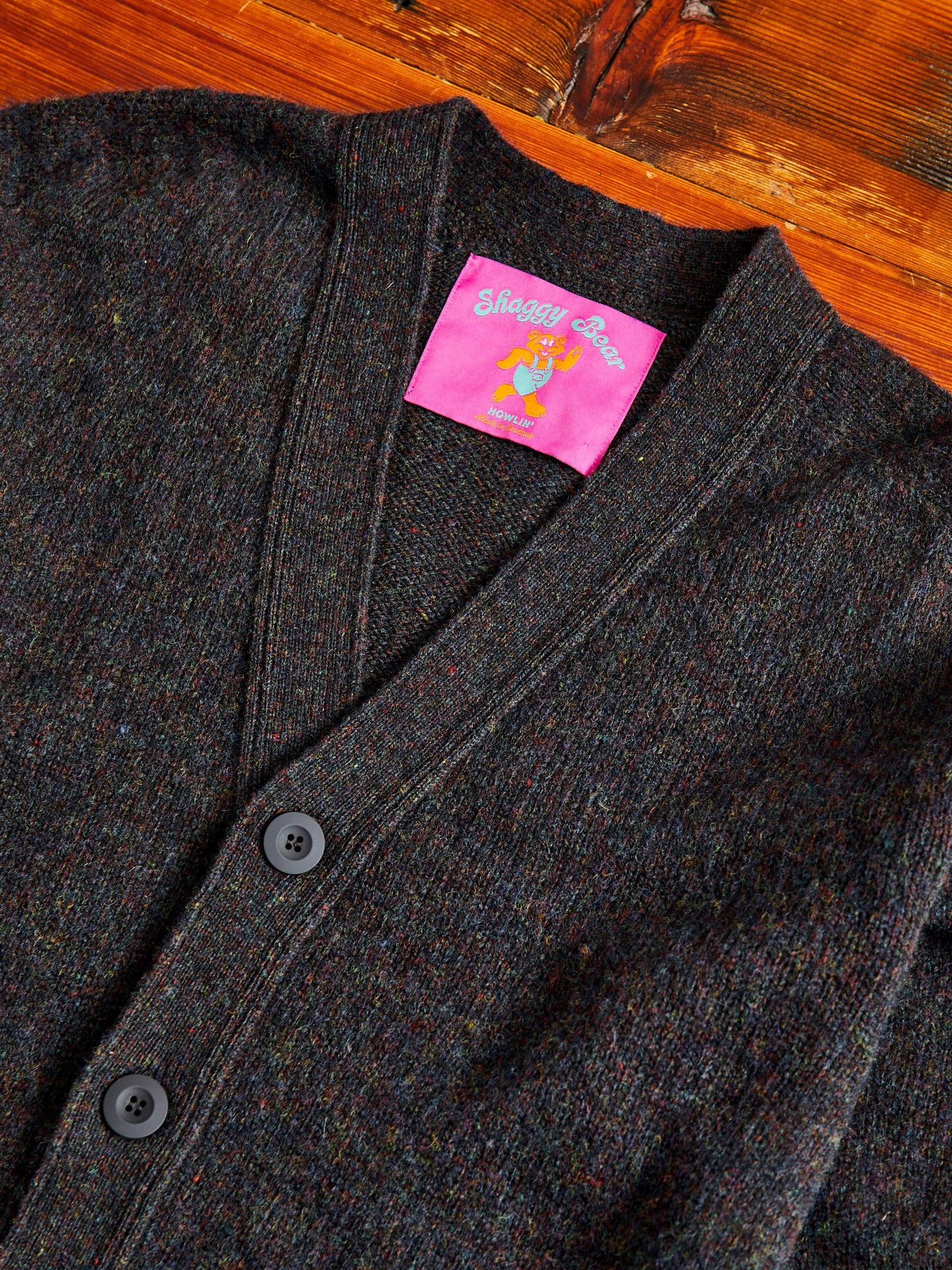"Shaggy Bear" Wool Cardigan in Wolf - Image 3