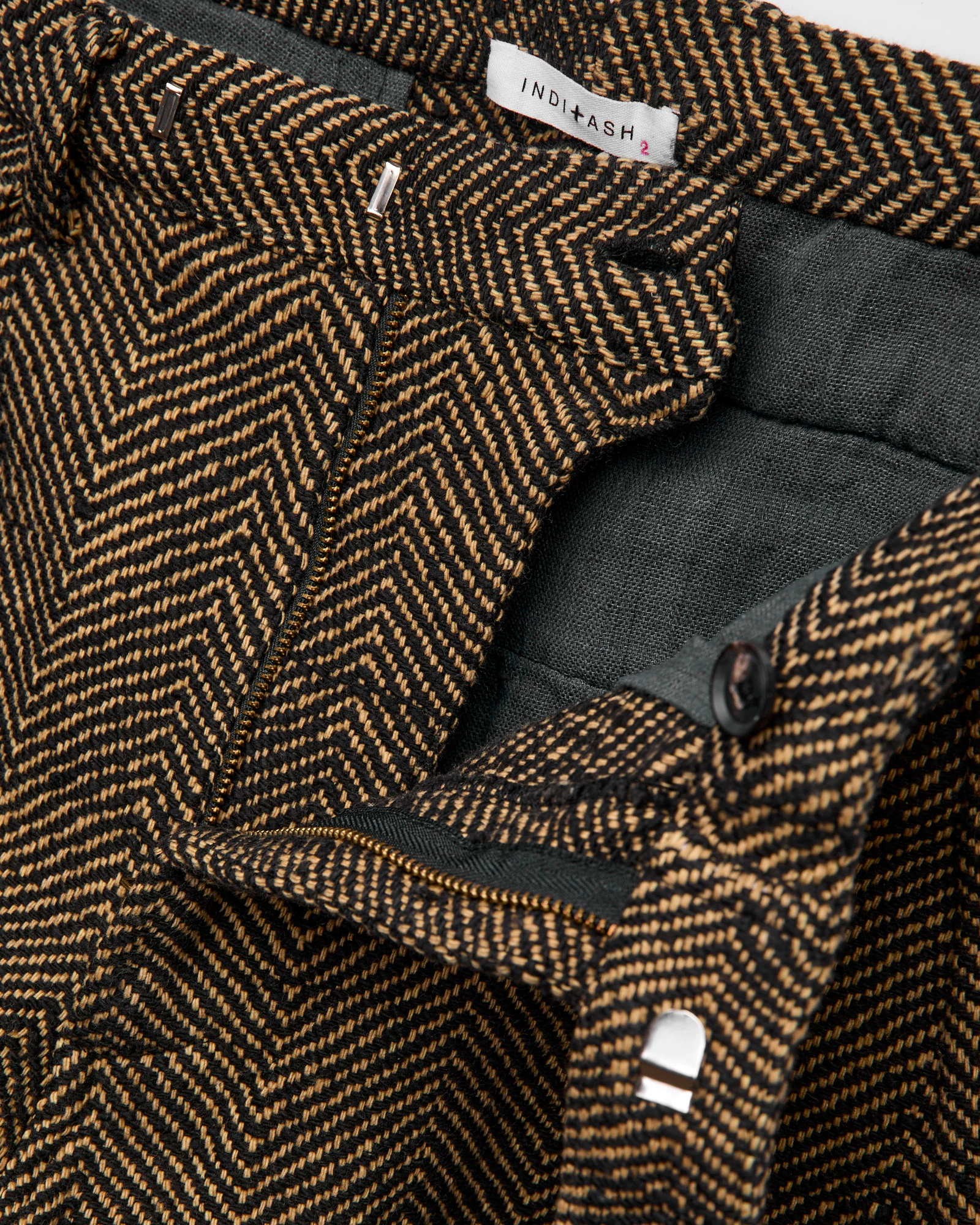 Shakoor Pants in Iron Black/Tan Herringbone - Image 6