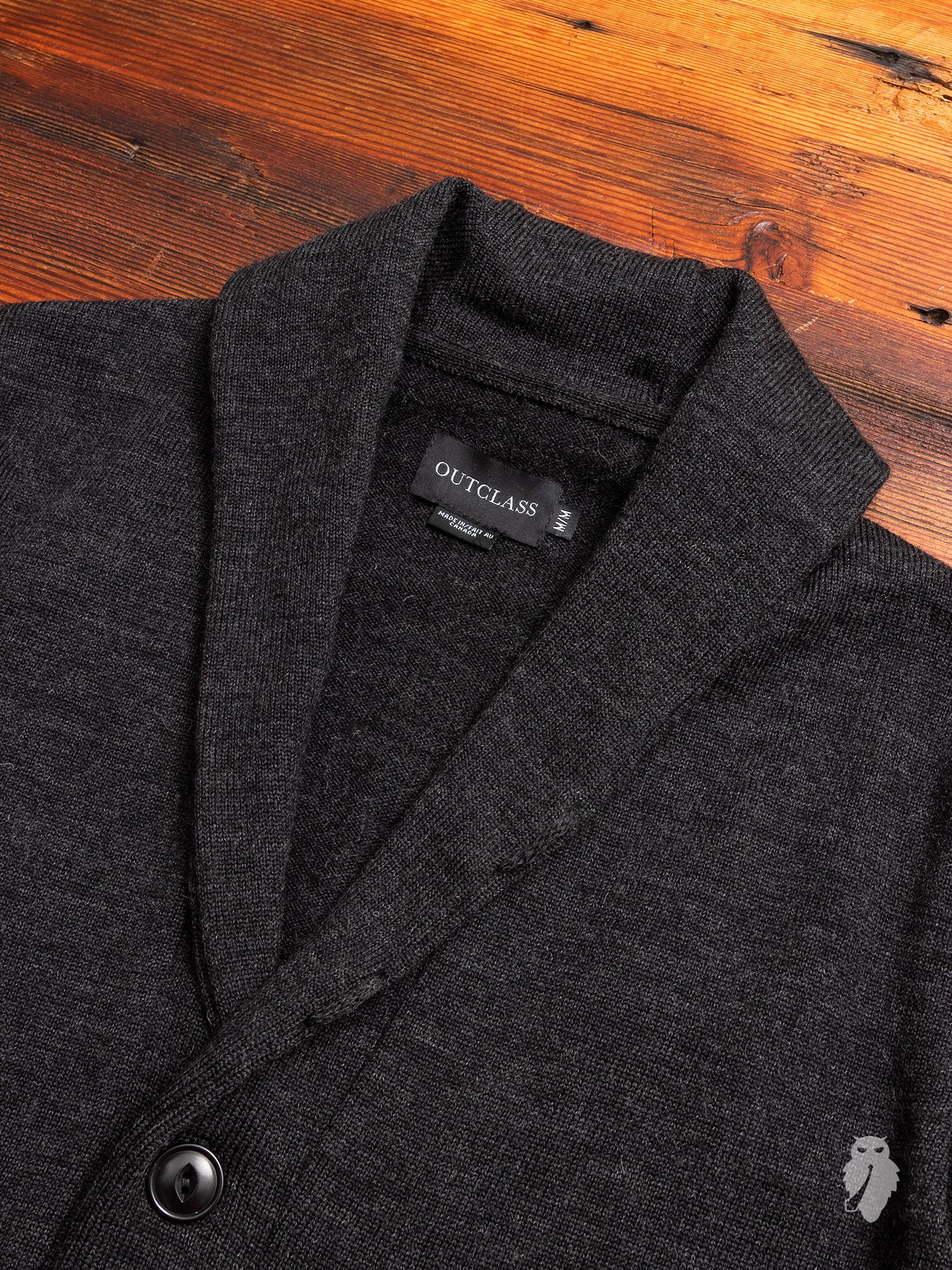 Shawl Collar Cardigan in Charcoal - Image 3