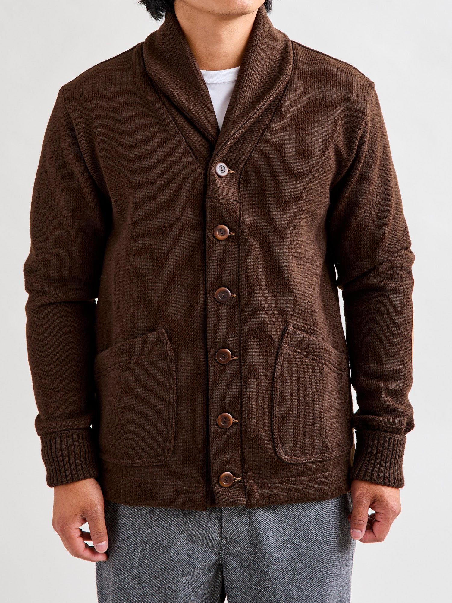 Shawl Sweater Coat in Brown - Image 2