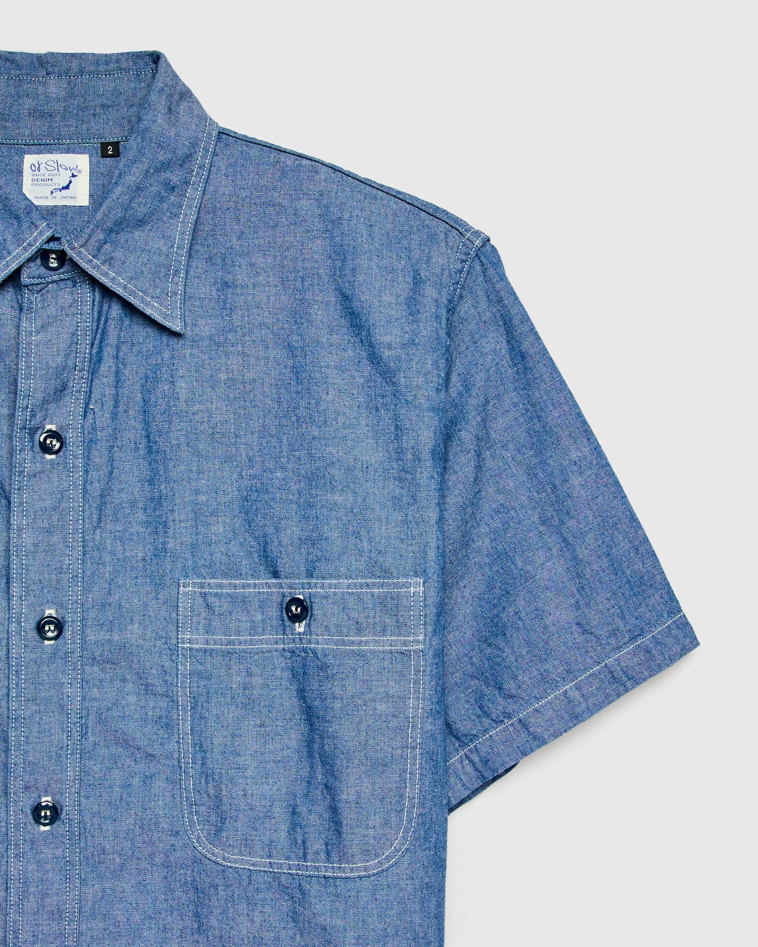 Vintage Fit SS Chambray Work Shirt in Indigo - Image 4
