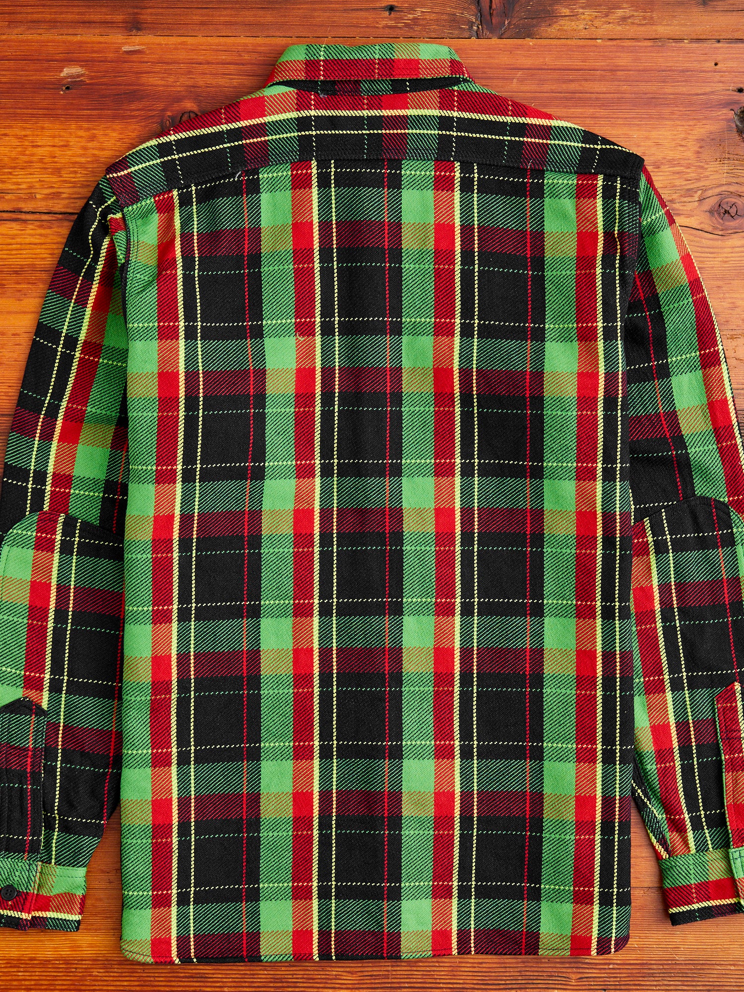 SIN23-01W Rope Dyed Flannel Shirt in Green - Image 11