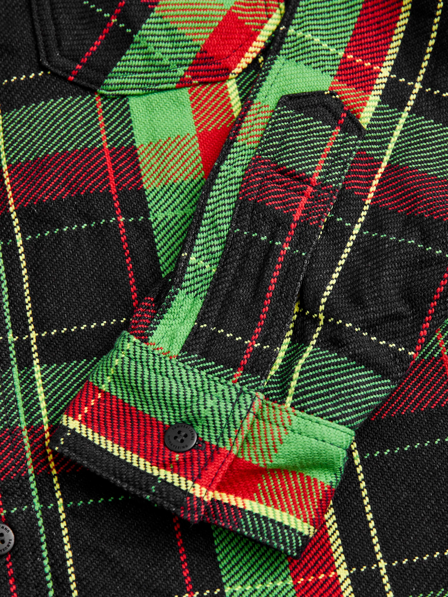 SIN23-01W Rope Dyed Flannel Shirt in Green - Image 5