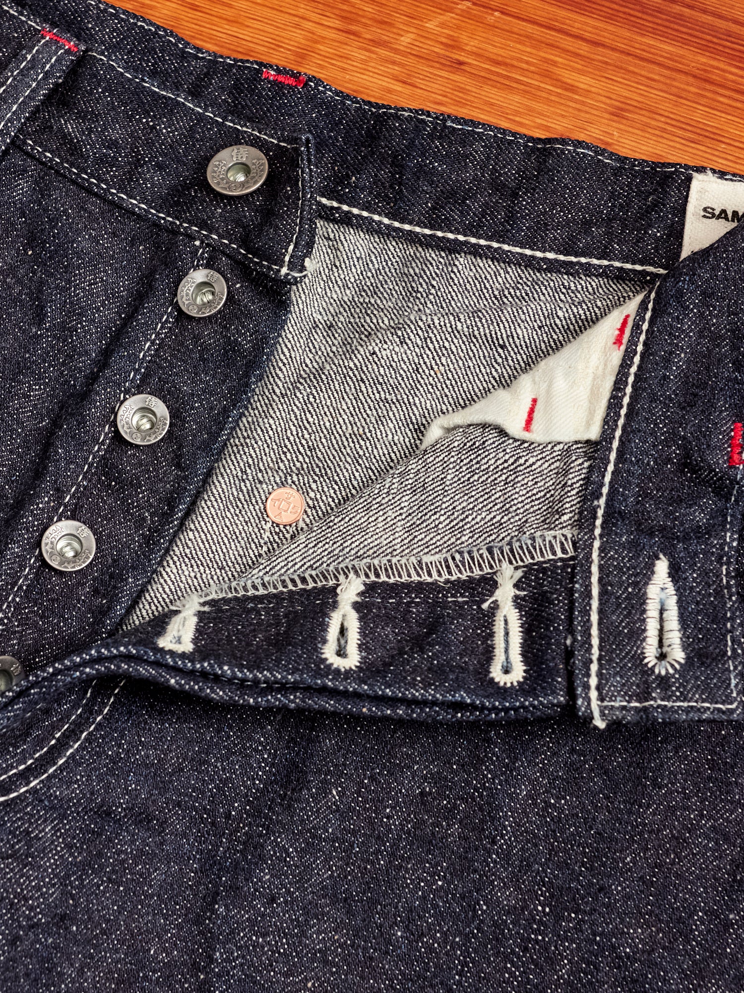 SJ310DX17oz "Zero Bushido" 17oz Selvedge Denim Work Pants - Wide Straight Fit - Image 6