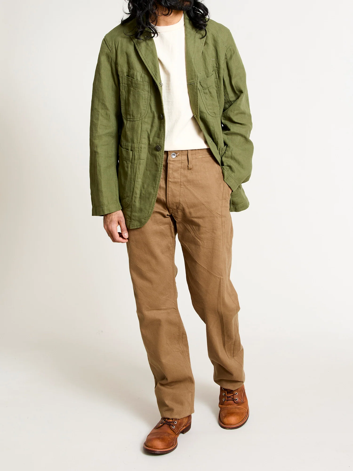 SJ452CP 15oz Selvedge Heavy Chinos in Khaki - Image 15
