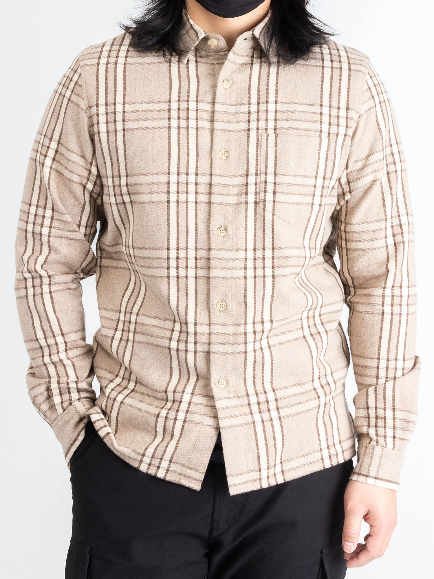 Sly Straight Hem Flannel in Beachwood Check - Image 2