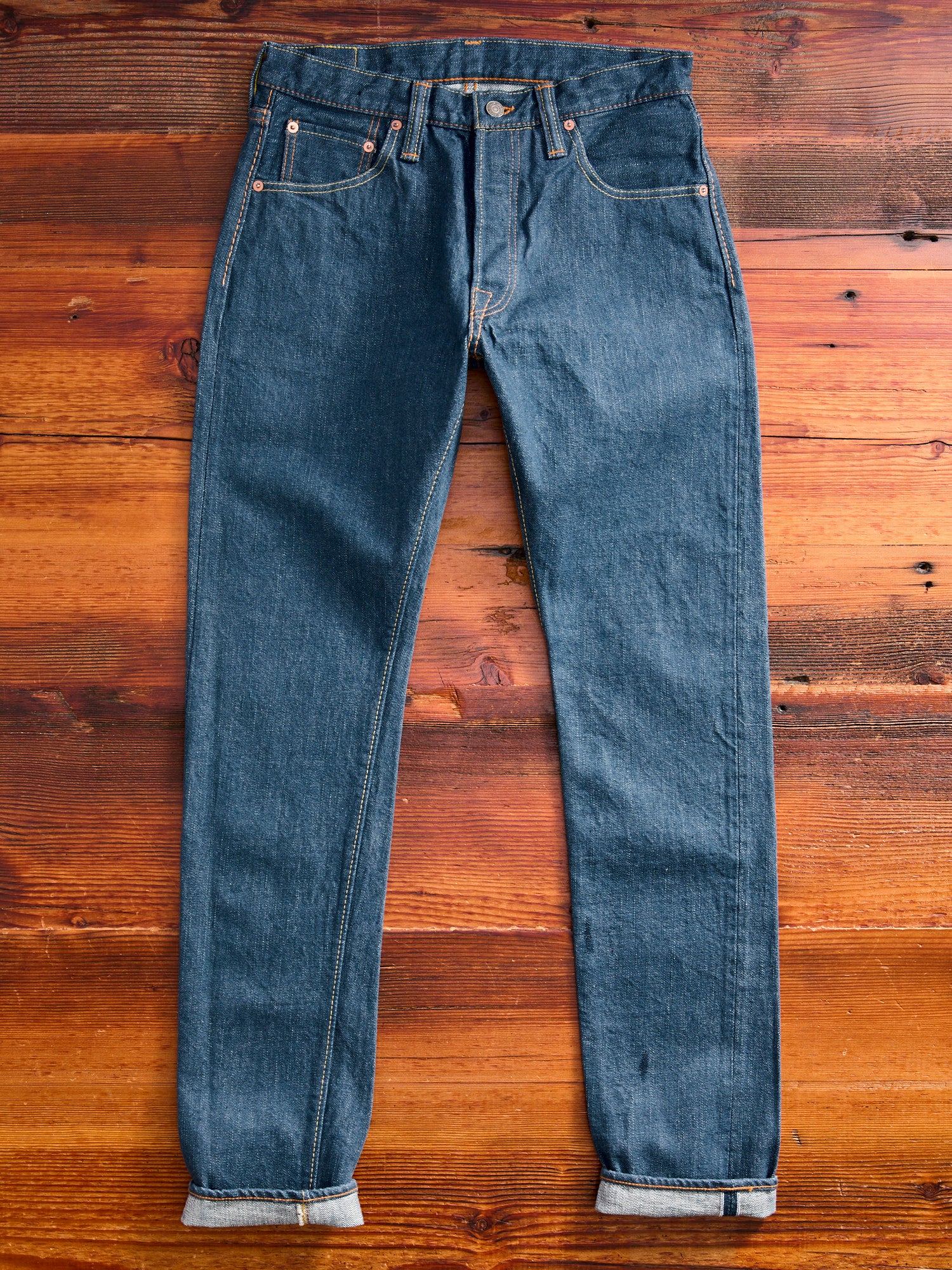 SMBL-019 "Smokey Blue" 14oz Rinsed Selvedge Denim - Relaxed Tapered Fit - Image 5