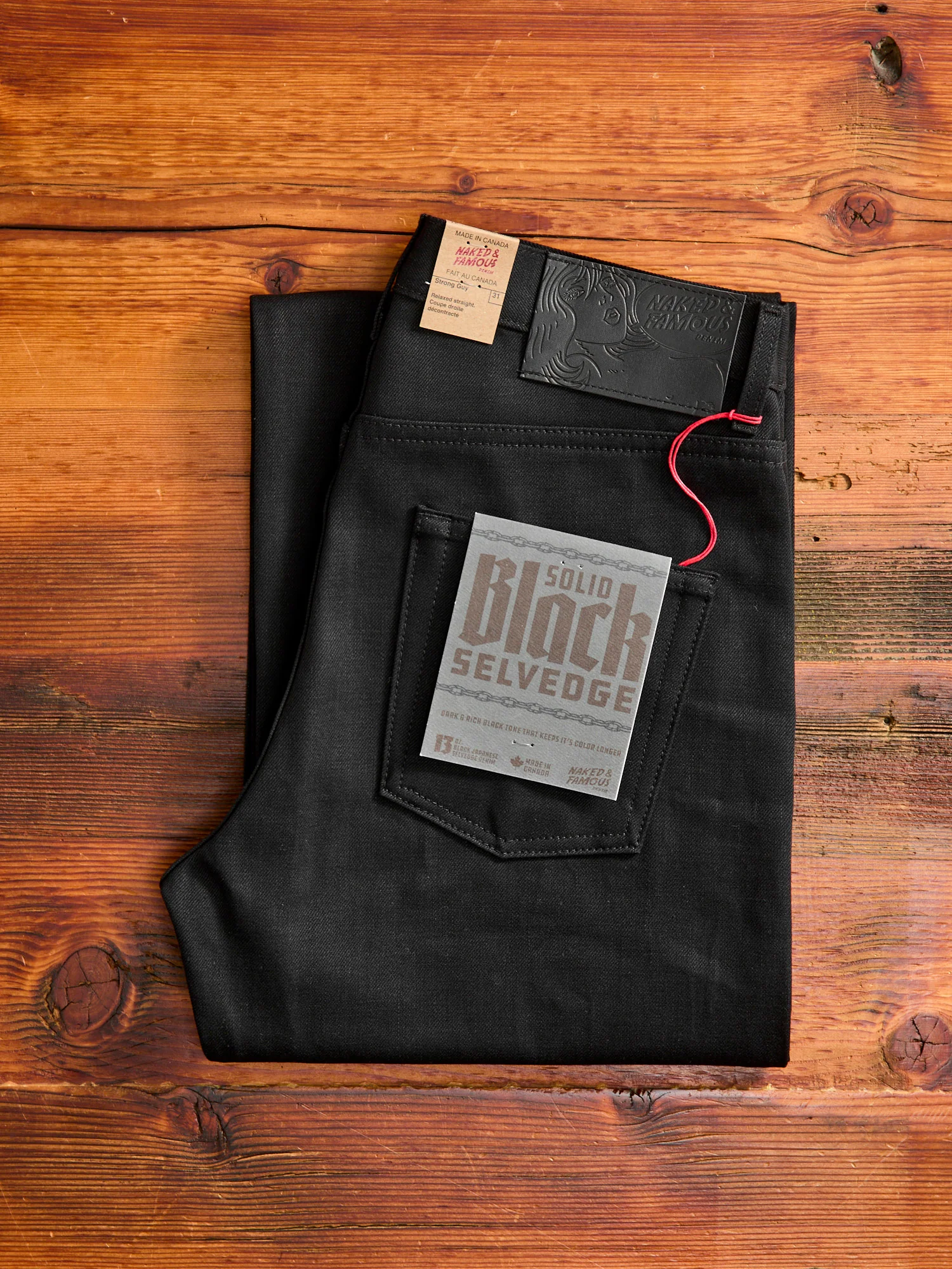 "Solid Black" 13oz Selvedge Denim - Strong Guy Fit - Image 3
